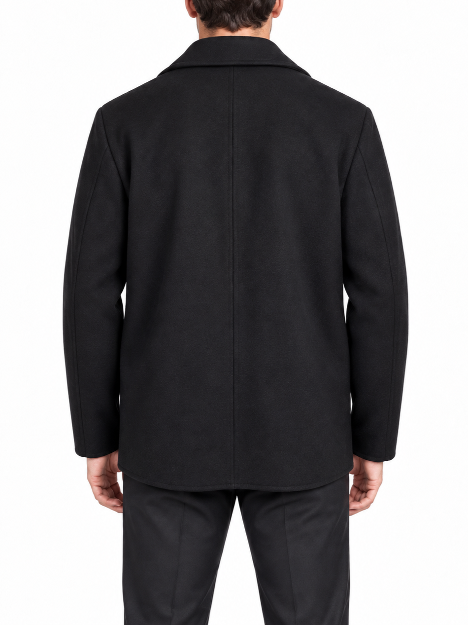 Bicolore cappotto corto uomo in panno misto lana nero R7798-GHENT NERO Bicolore 