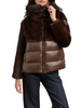 Blauer piumino donna Fanevil in nylon ed ecopelliccia con cappuccio marrone