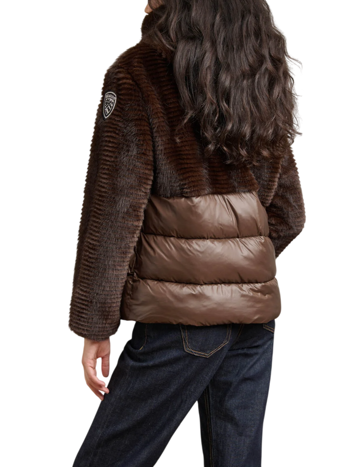 Blauer piumino donna Fanevil in nylon ed ecopelliccia con cappuccio marrone 26WBLDC02304-007685 30B BLAUER 