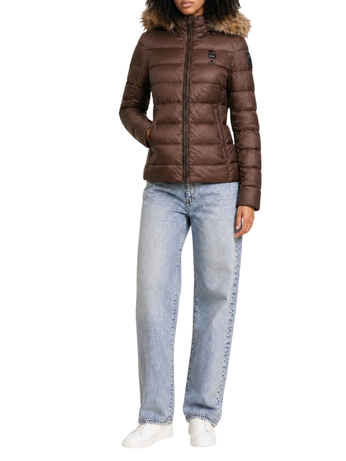Blauer piumino donna trapuntato Arcadia con cappuccio marrone 26WBLDC03038-006047 30BEI BLAUER 