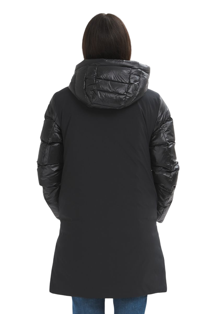 Blauer piumino lungo donna Sawyer con cappuccio nero 26WBLDK03413-005480 999 BLAUER 