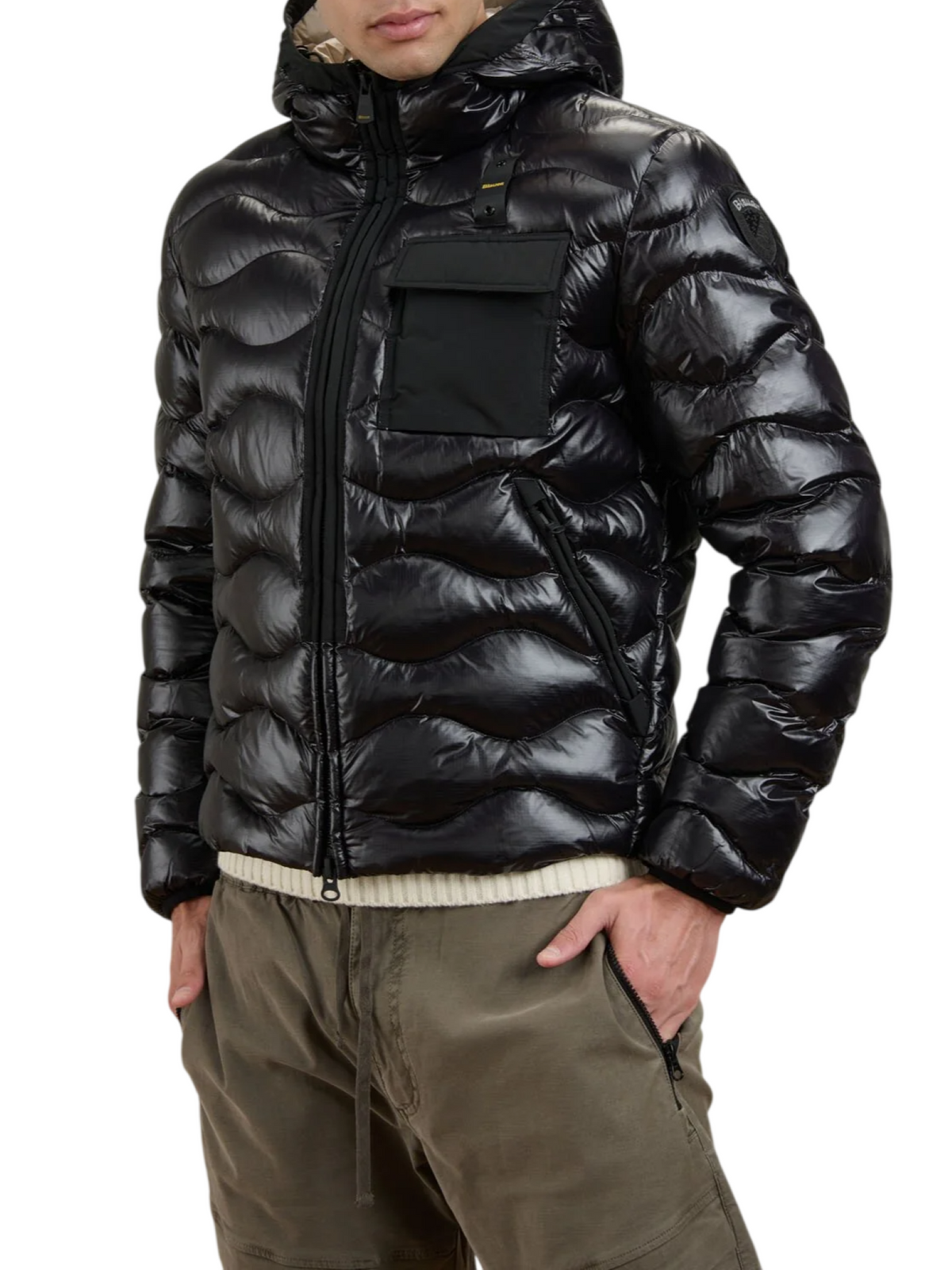 Blauer piumino uomo a onde Bryant con cappuccio nero 26WBLUC02053-005958 999EI BLAUER 
