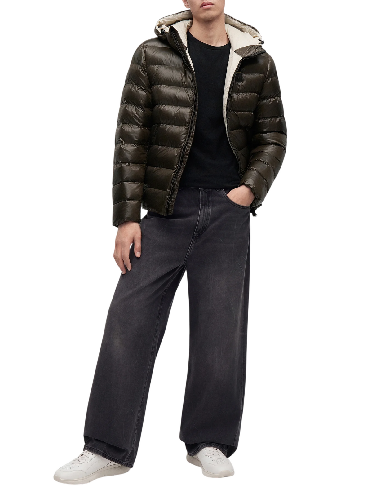 Blauer piumino uomo Adams con cappuccio marrone 26WBLUC02054-005958 382EB BLAUER 
