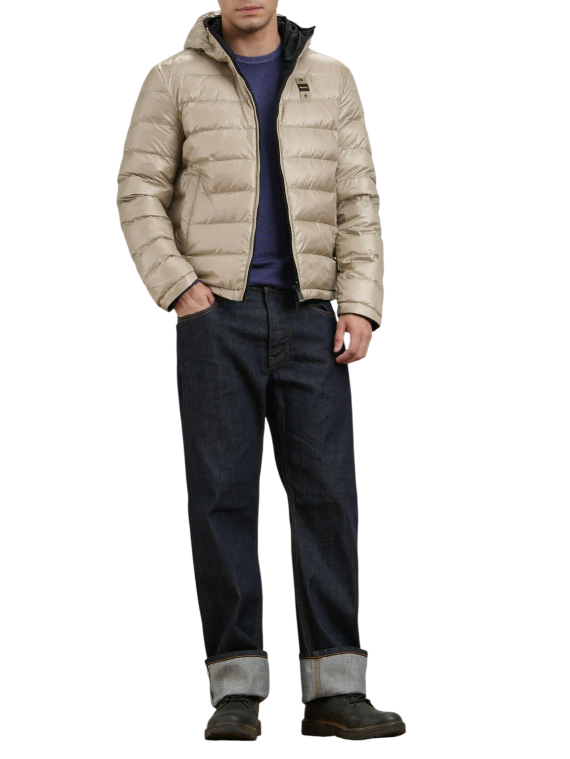Blauer giubbino imbottito reversibile Ballard uomo con cappuccio nero beige 26WBLUC06063-005480 999 BLAUER 