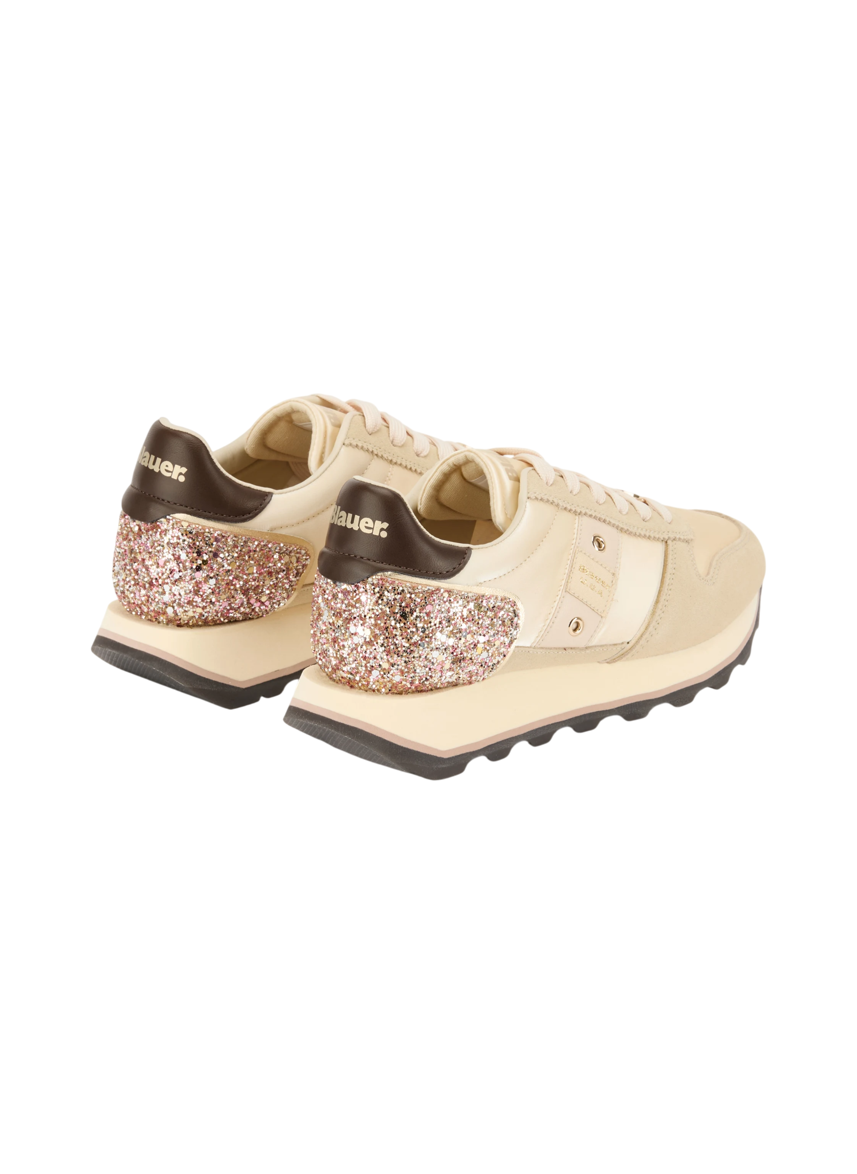 Blauer sneakers donna Mills con paillettes beige chiaro F6MILLS01GLI CREAM-PINK BLAUER 