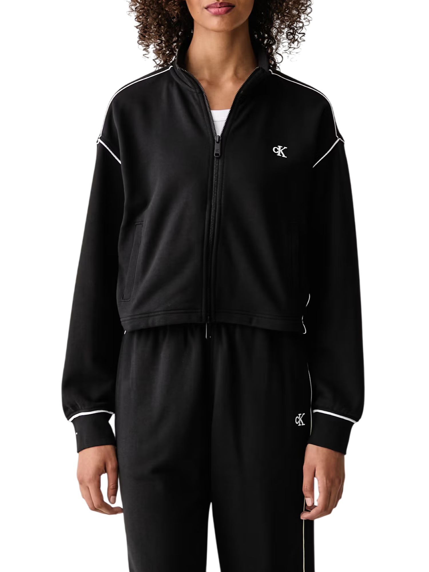 Calvin Klein Jeans felpa con zip donna con logo nero LV047H217G UB1 Calvin Klein Jeans 