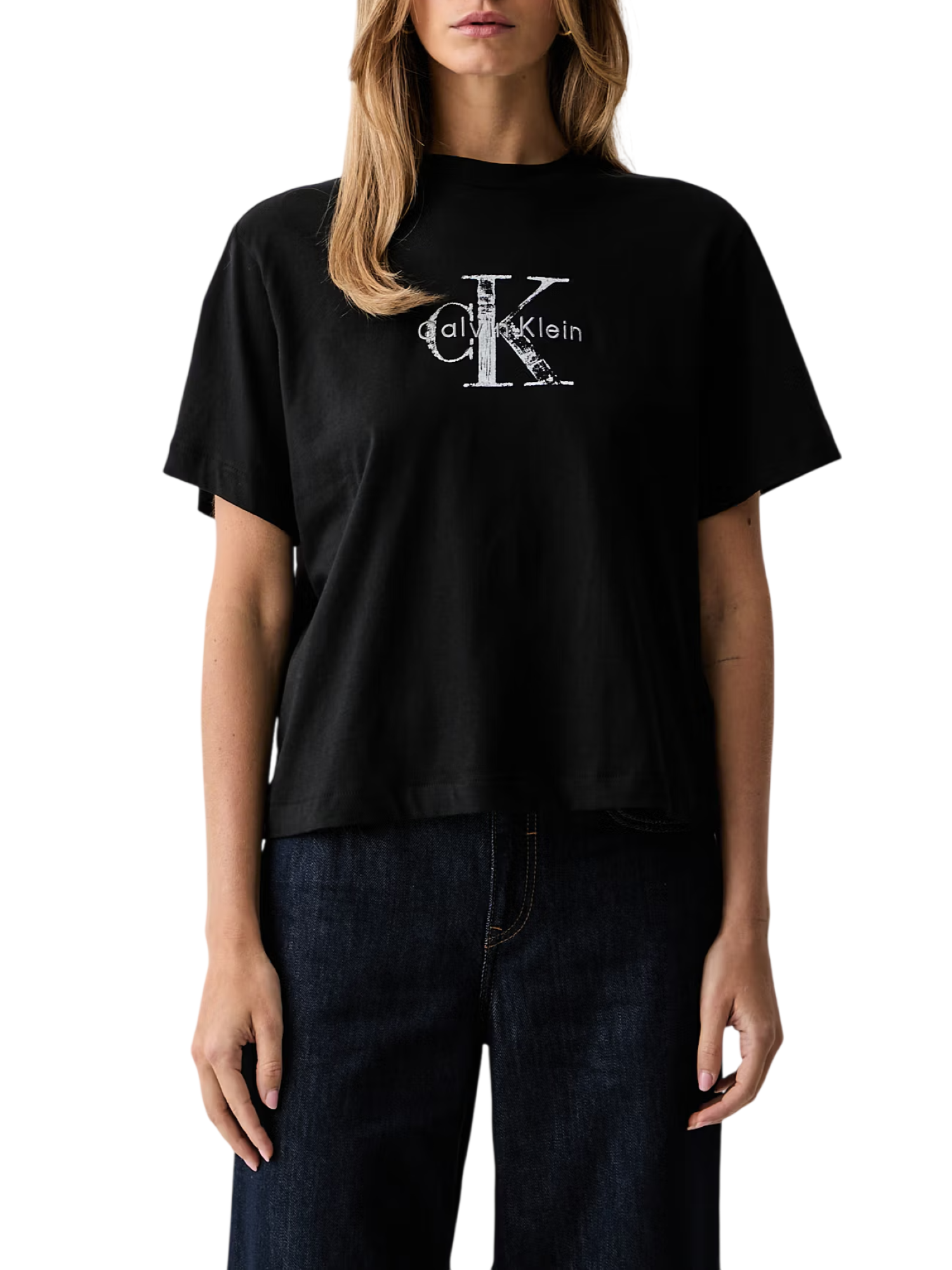 Calvin Klein Jeans T-shirt donna manica corta con logo nero LV047H802G UB1 Calvin Klein Jeans 