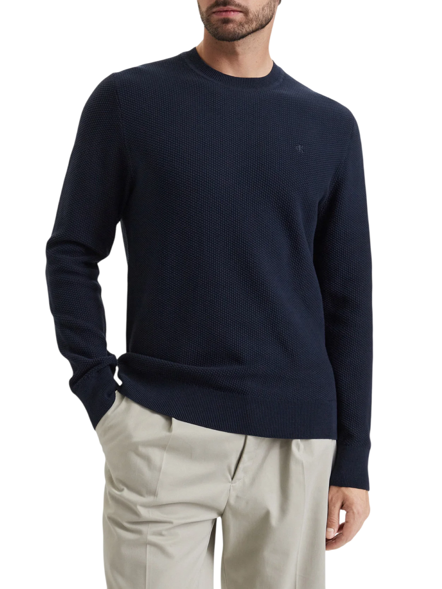 Calvin Klein maglia uomo in cotone operato blu LV04LF304G CEF Calvin Klein 