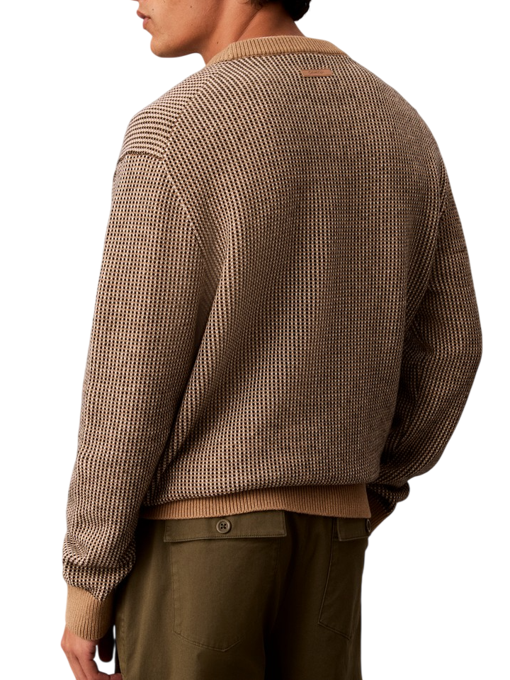 Calvin Klein maglia uomo misto lana a costine beige nero LV04LH310G HMS Calvin Klein 