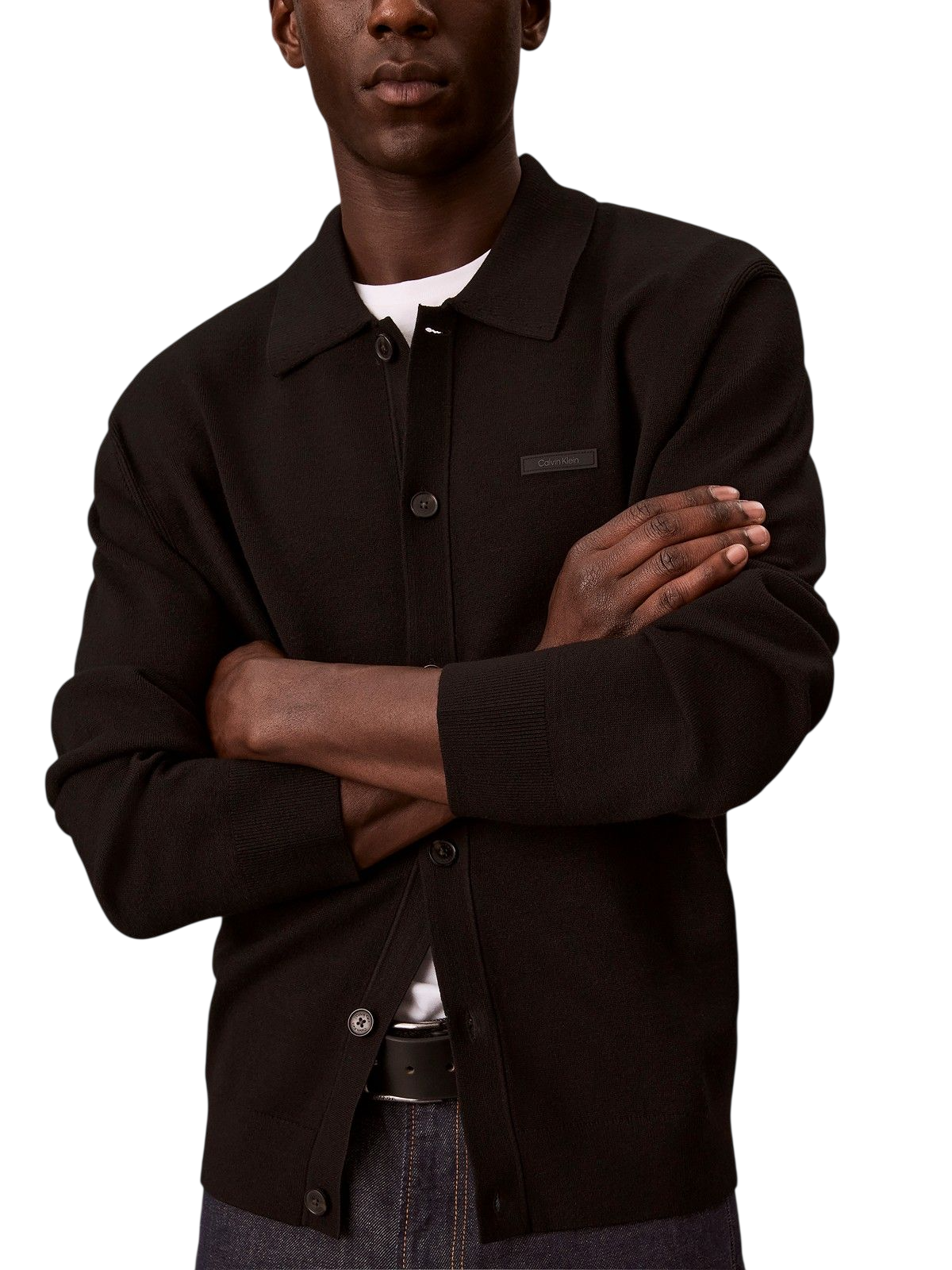 Calvin Klein cardigan uomo stile polo misto viscosa nero LV04LH318G UB1 Calvin Klein 