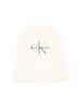 Calvin Klein Jeans T-shirt manica lunga neonata con logo bianco latte