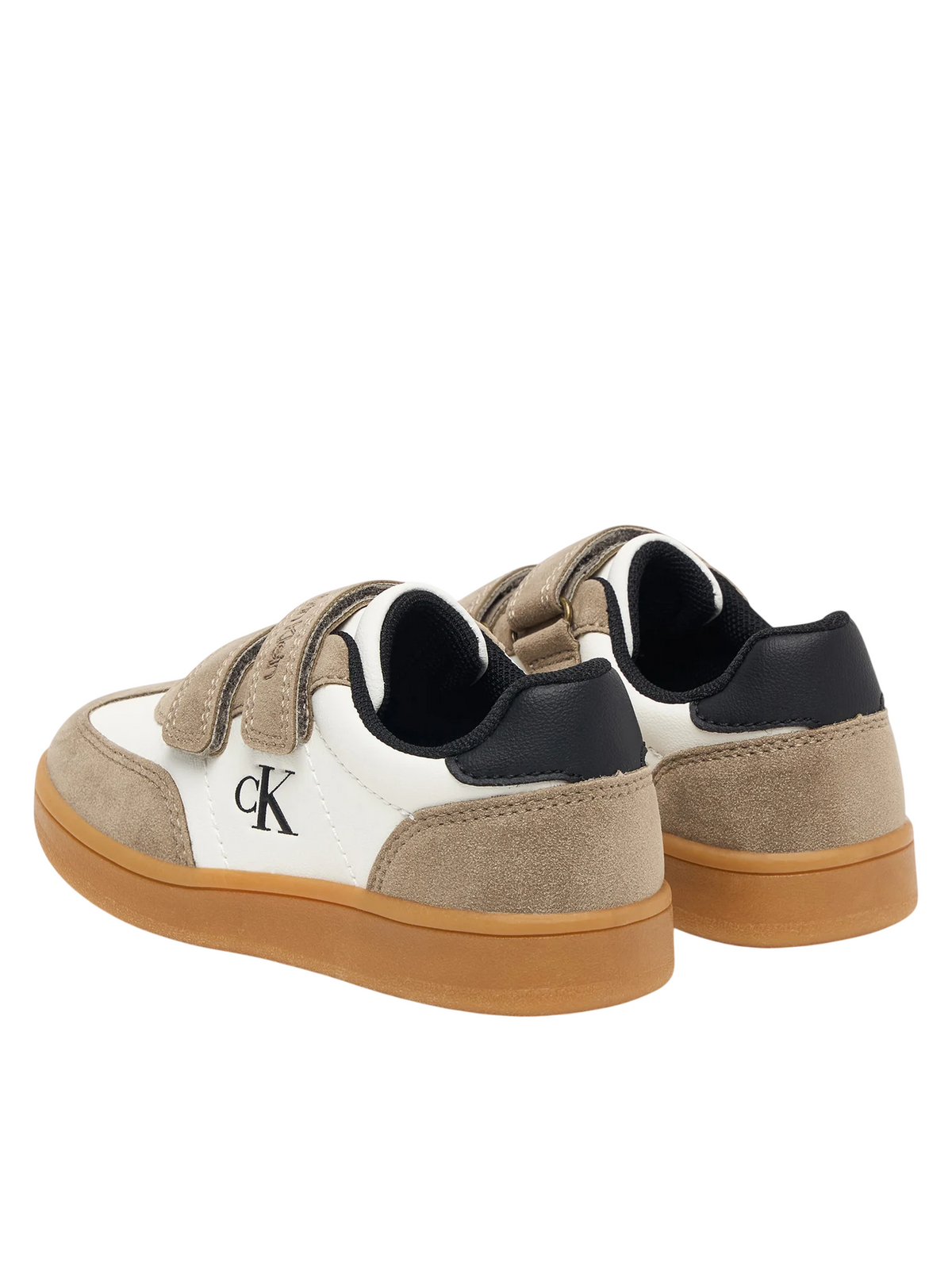 Calvin Klein sneakers con strappi bambino in ecopelle e suede bianco tortora V1X9-83443-0318 Y746 Calvin Klein Footwear 