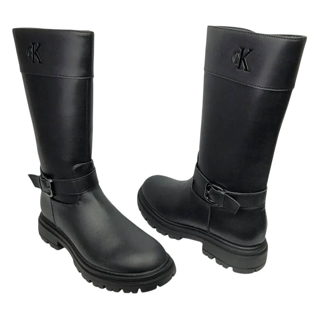 Calvin Klein stivali alti bambina in ecopelle nero V3A6-83422-1355 999 Calvin Klein Footwear 
