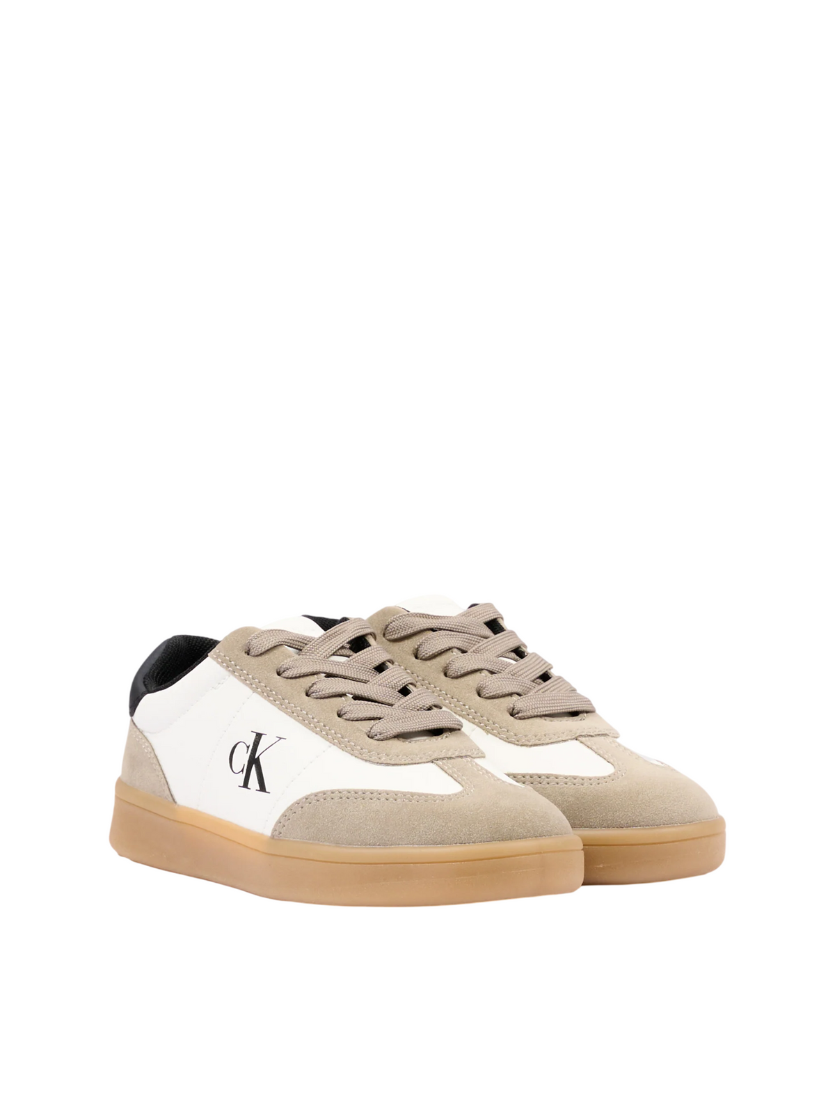 Calvin Klein sneakers bambino in suede ed ecopelle tortora panna V3X9-83451-0318 Y746 Calvin Klein Footwear 