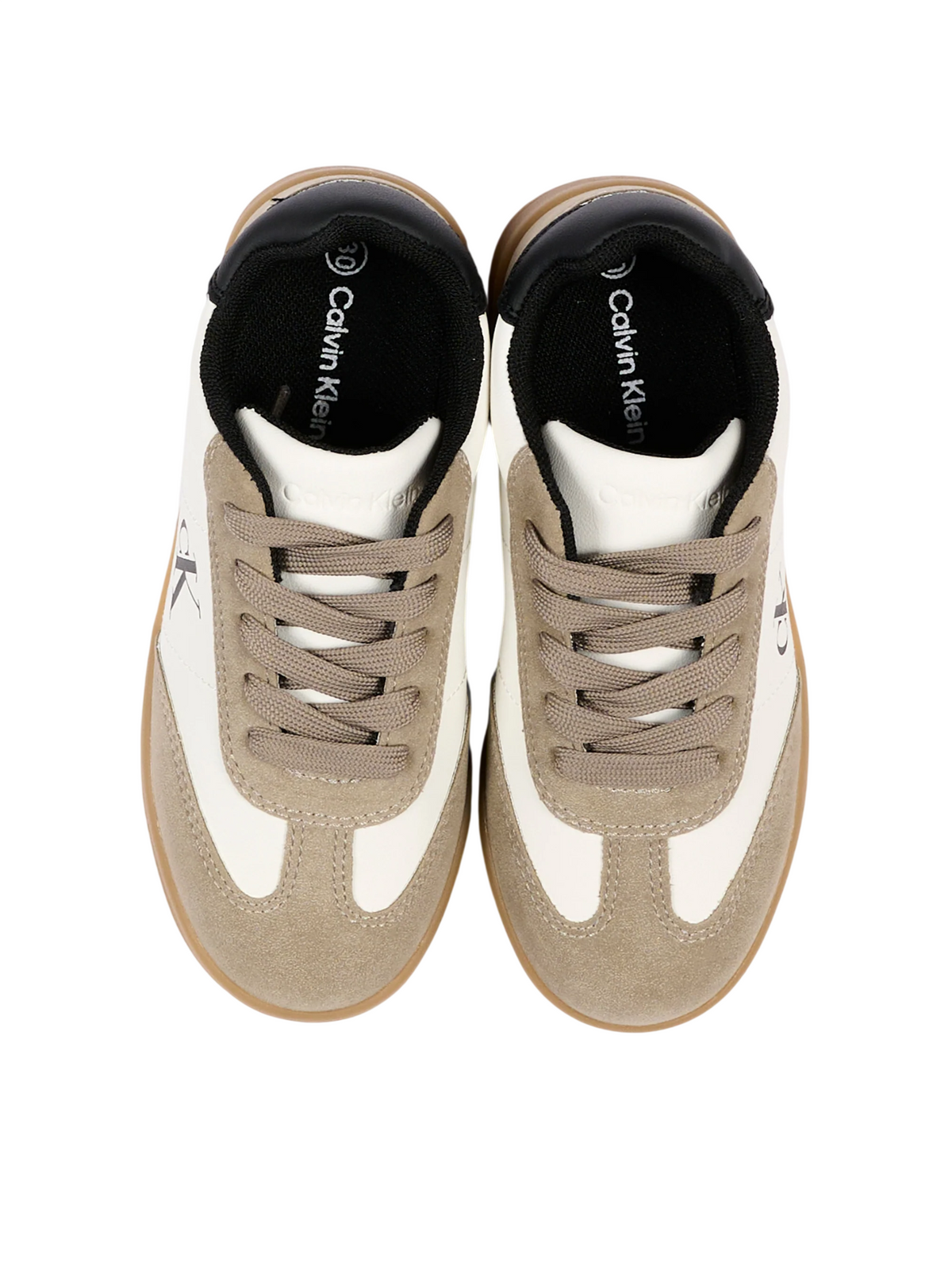 Calvin Klein sneakers bambino in suede ed ecopelle tortora panna V3X9-83451-0318 Y746 Calvin Klein Footwear 