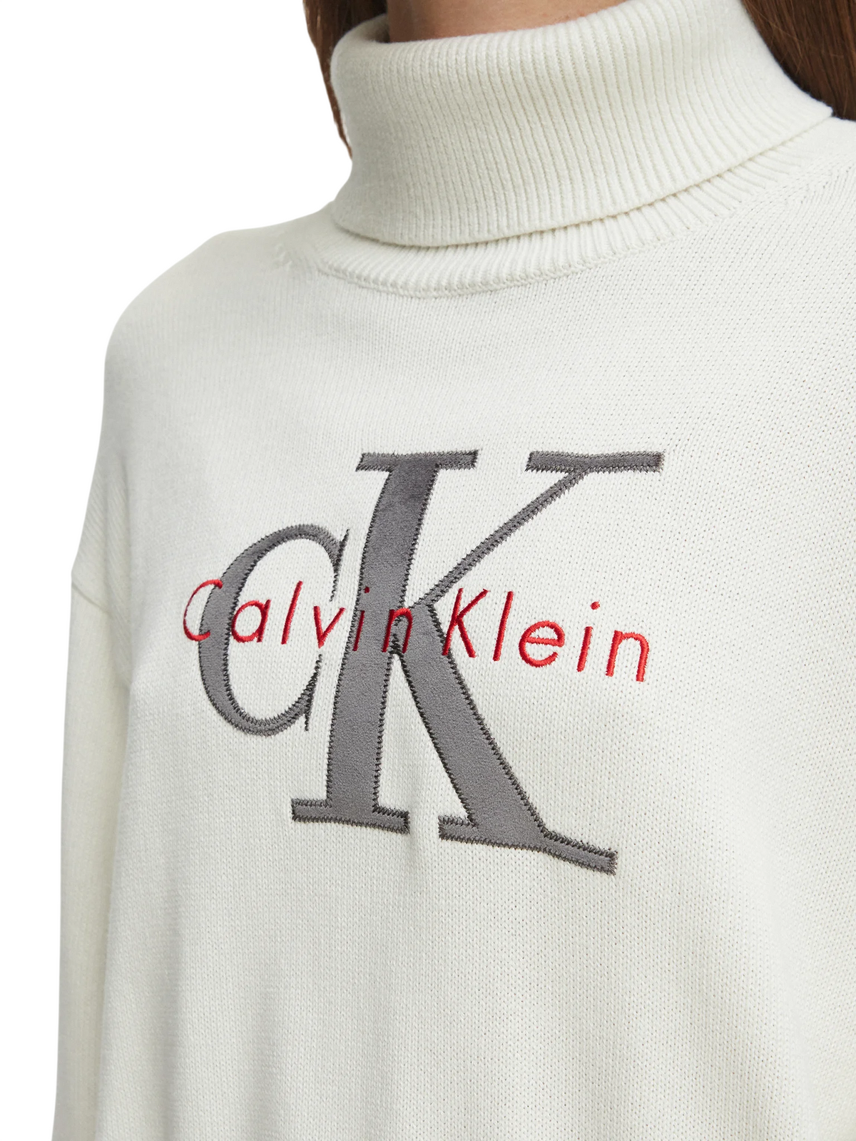 Calvin Klein Jeans maglia dolcevita donna con logo panna LV047H329G YAS Calvin Klein Jeans 