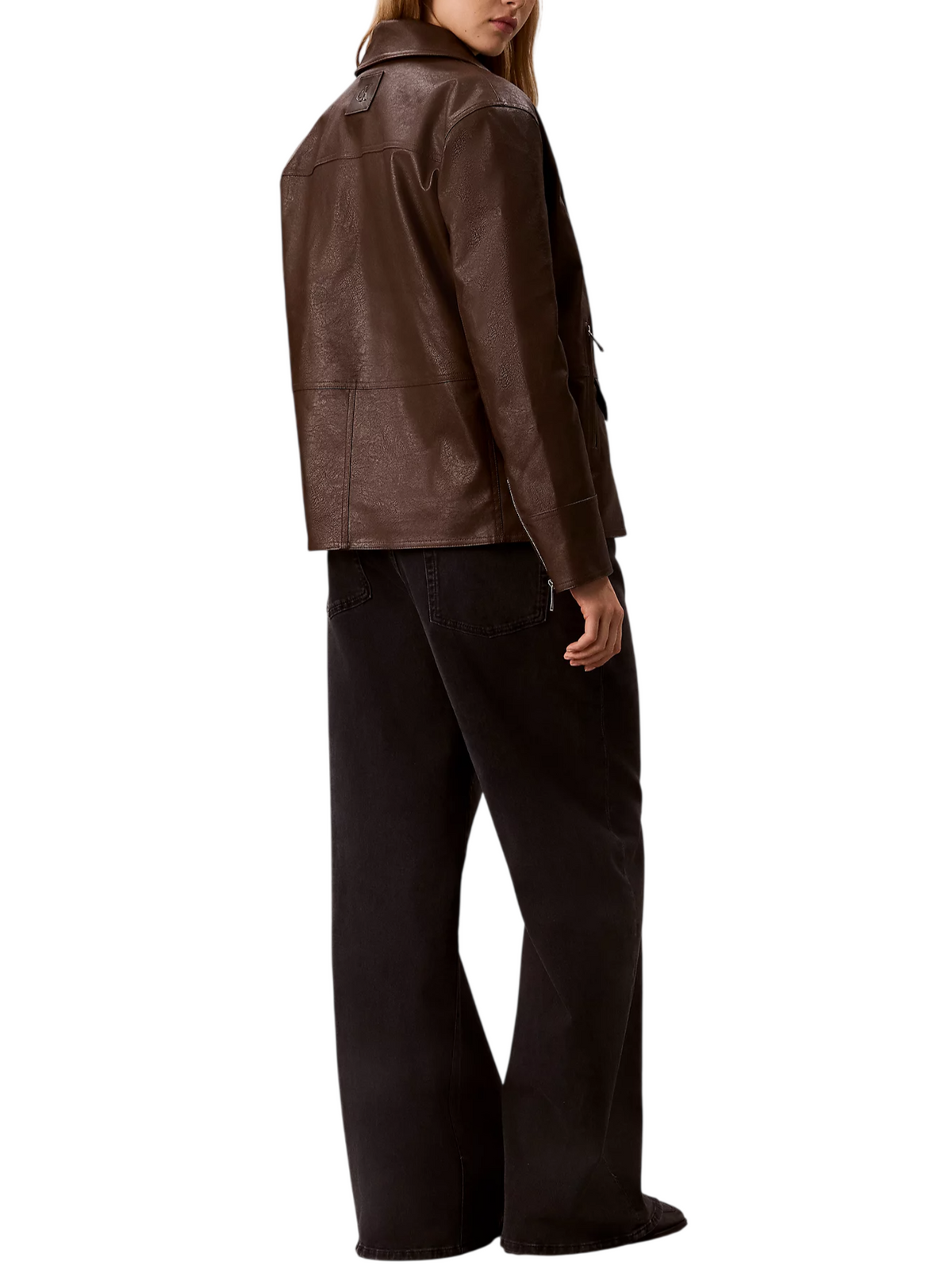 Calvin Klein Jeans giubbino chiodo in ecopelle donna marrone LV047H543G WFM Calvin Klein Jeans 