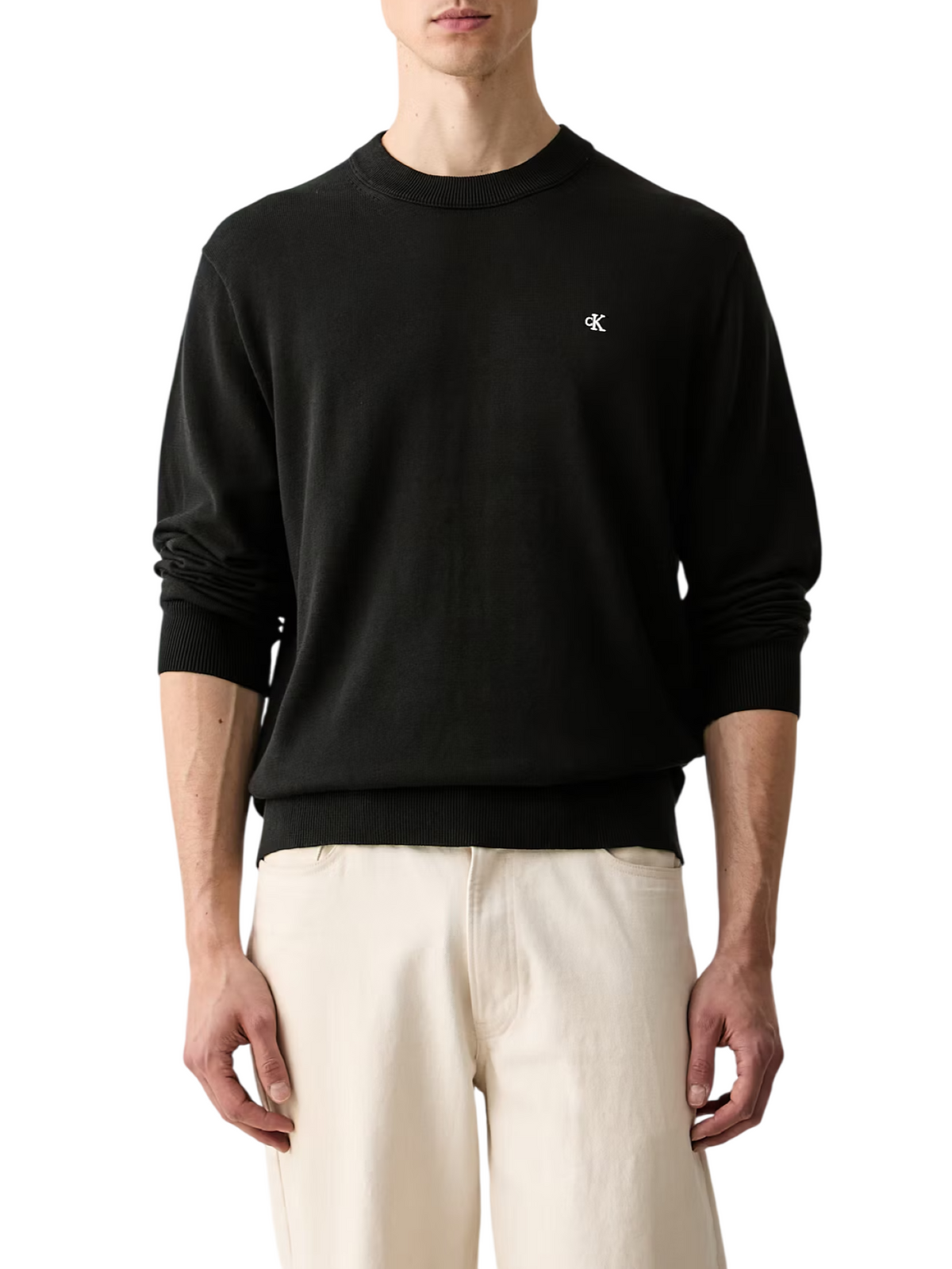 Calvin Klein Jeans maglia girocollo uomo in cotone con logo nero LV04RH325G UB1 Calvin Klein Jeans 