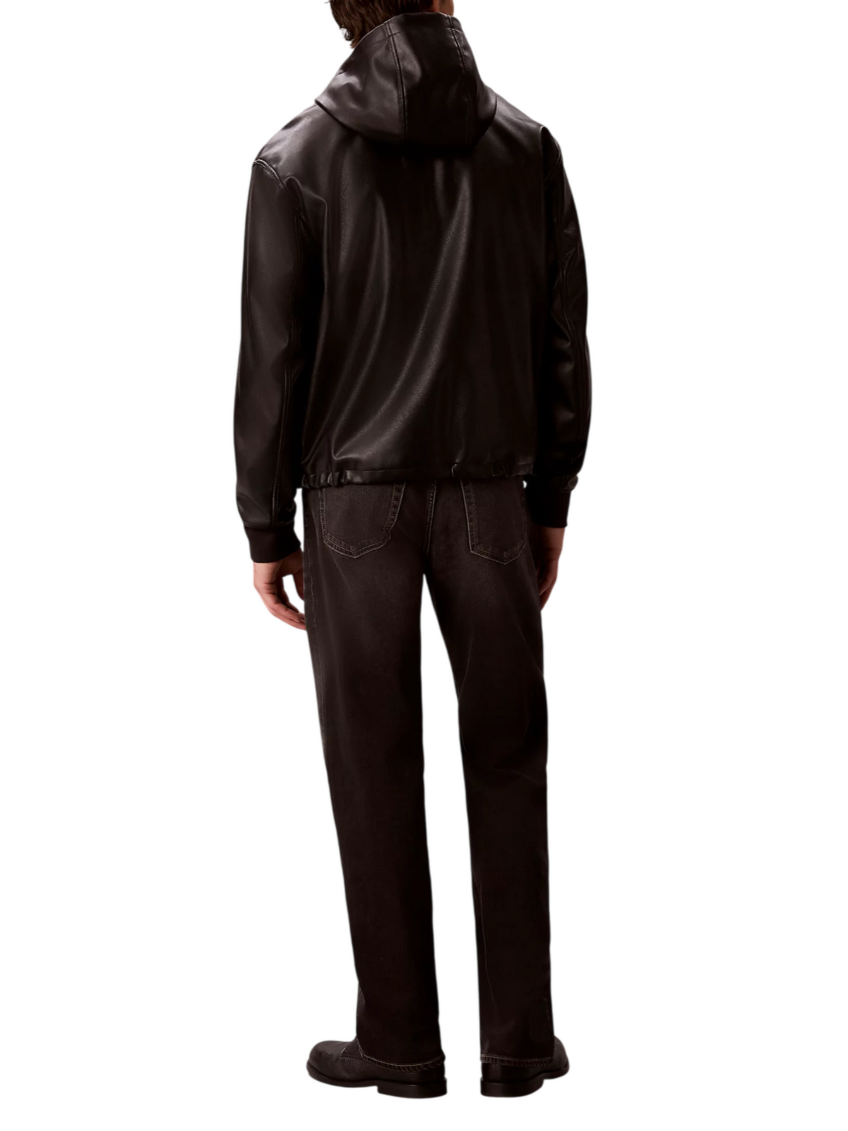 Calvin Klein Jeans giubbino uomo con cappuccio in ecopelle nero LV04RH403G UB1 Calvin Klein Jeans 
