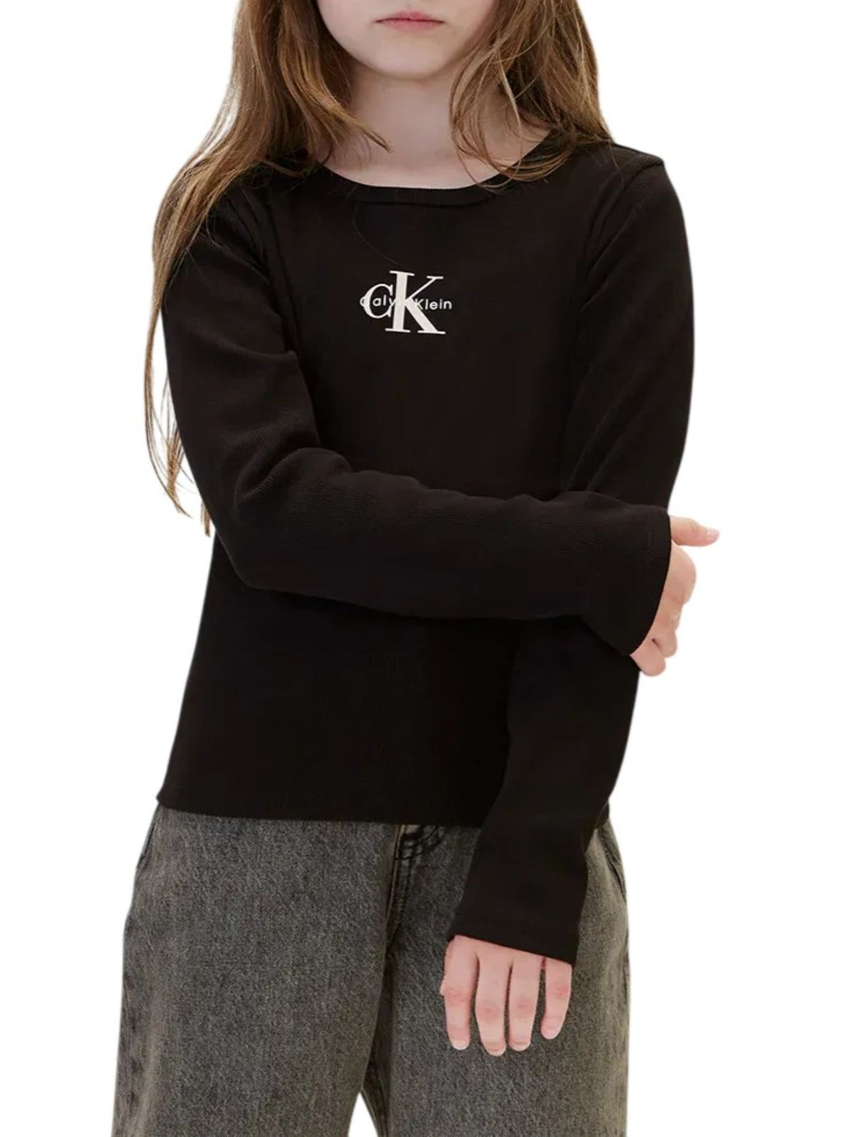Calvin Klein Jeans T-shirt manica lunga bambina con logo nero LVCKFJB06G BEH Calvin Klein Jeans 