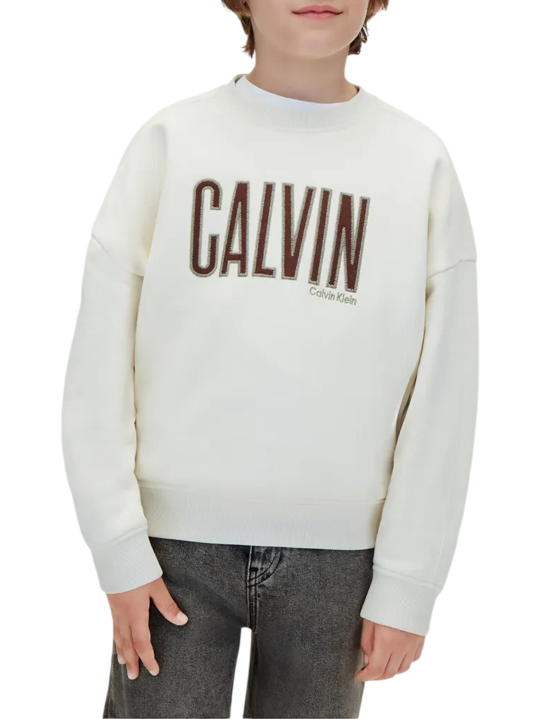 Calvin Klein Jeans felpa bambino con logo beige LVCKFJB31B CKS Calvin Klein Jeans 