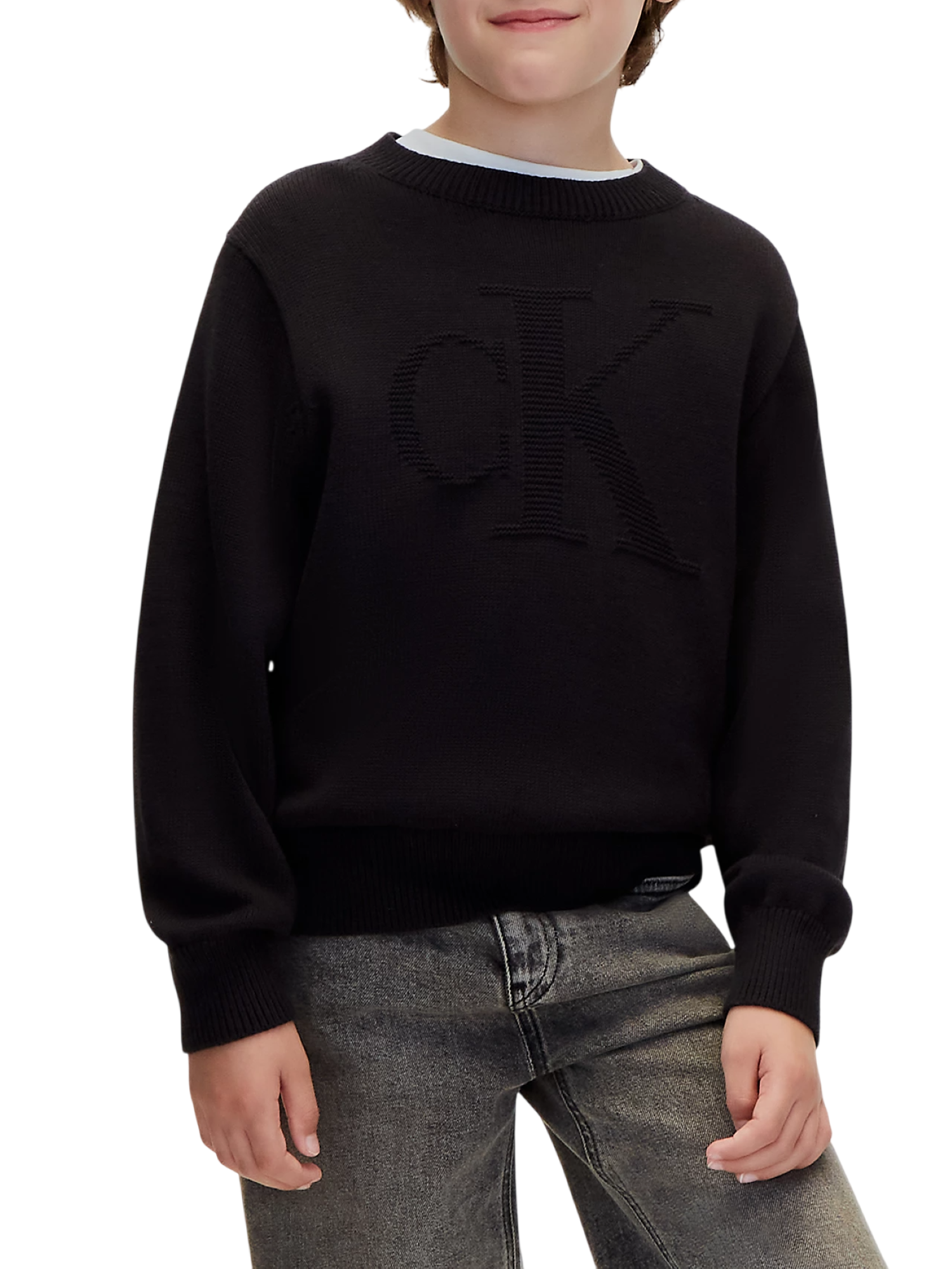 Calvin Klein Jeans maglia bambino con logo jaquard nero LVCKFJF04B BEH Calvin Klein Jeans 