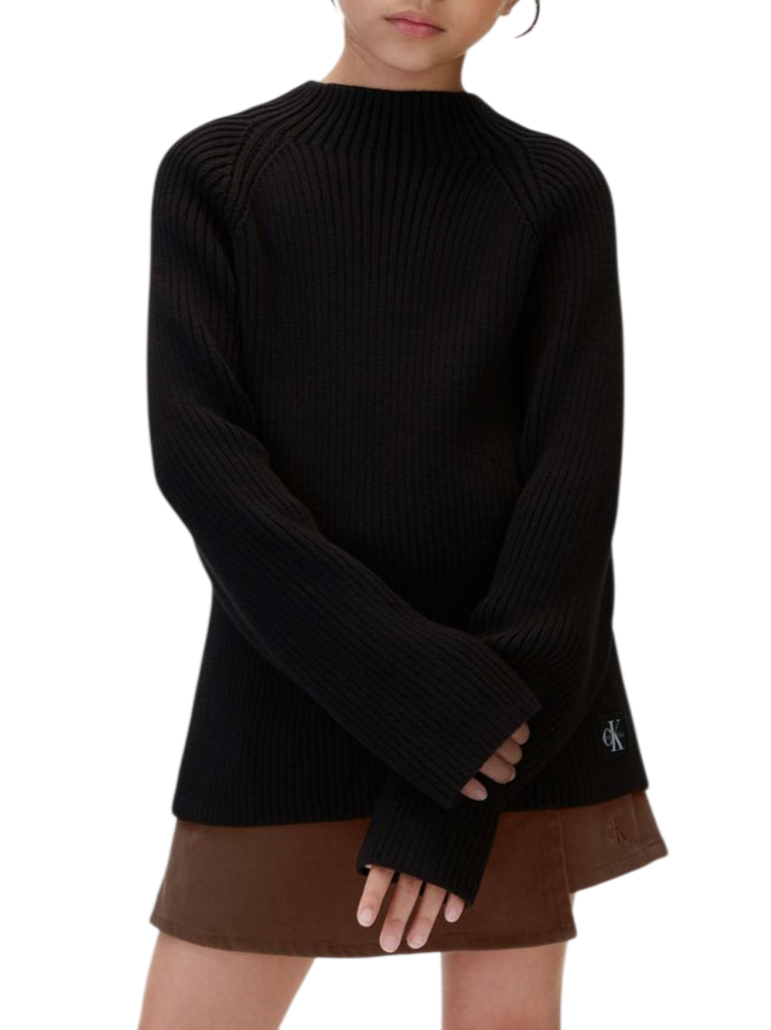 Calvin Klein Jeans maglia dolcevita bambina a costine nero LVCKFJF12G BEH Calvin Klein Jeans 