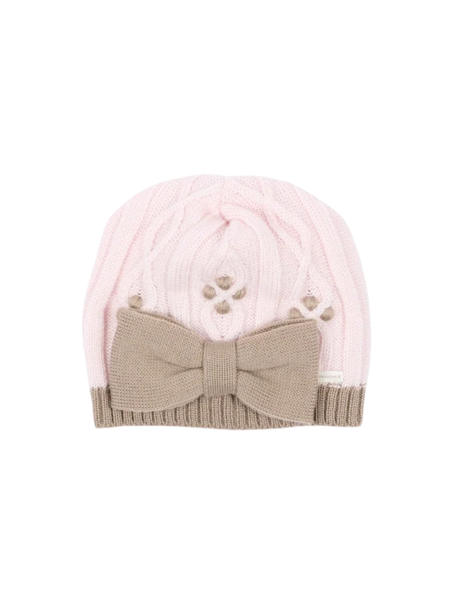 Colori Chiari cappello in lana neonata con fiocco rosa tortora FF788586-4977 8224 COLORICHIARI 