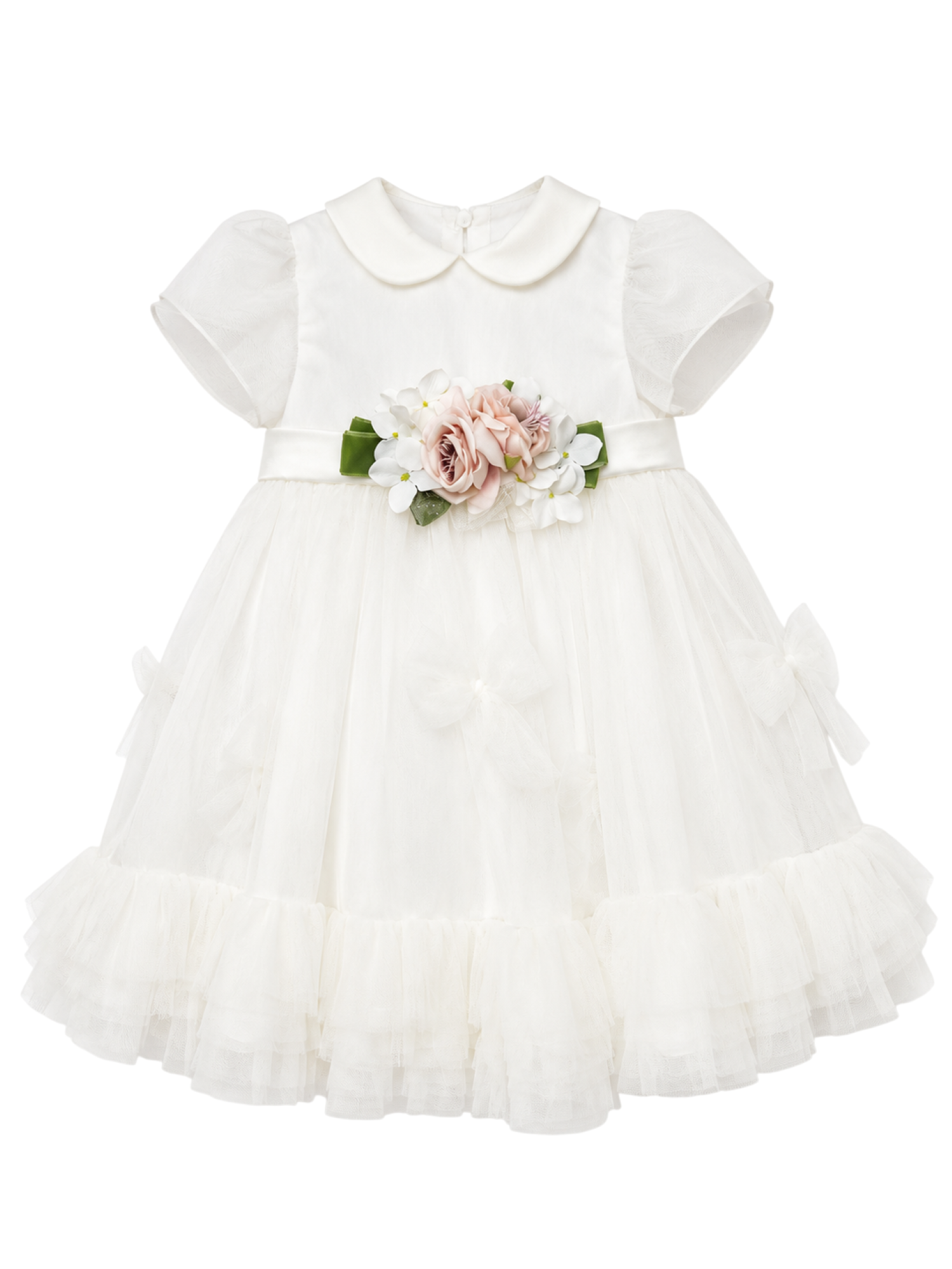 Colori Chiari abito cerimonia neonata in mikado e tulle bianco FN108679-1898 15 COLORICHIARI 