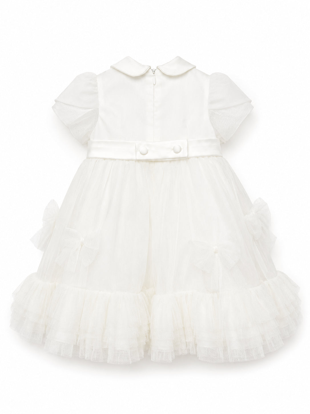 Colori Chiari abito cerimonia neonata in mikado e tulle bianco FN108679-1898 15 COLORICHIARI 