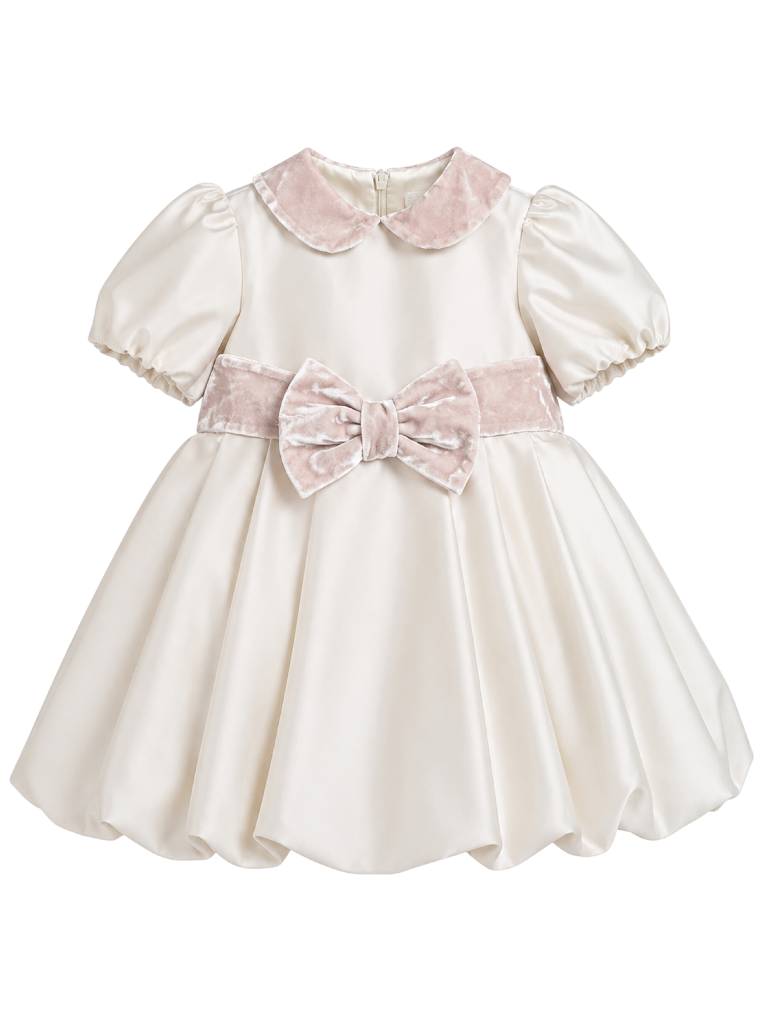 Colori Chiari abito elegante neonata in mikado con fiocco rosa cipria FN108857-4119 21 COLORICHIARI 