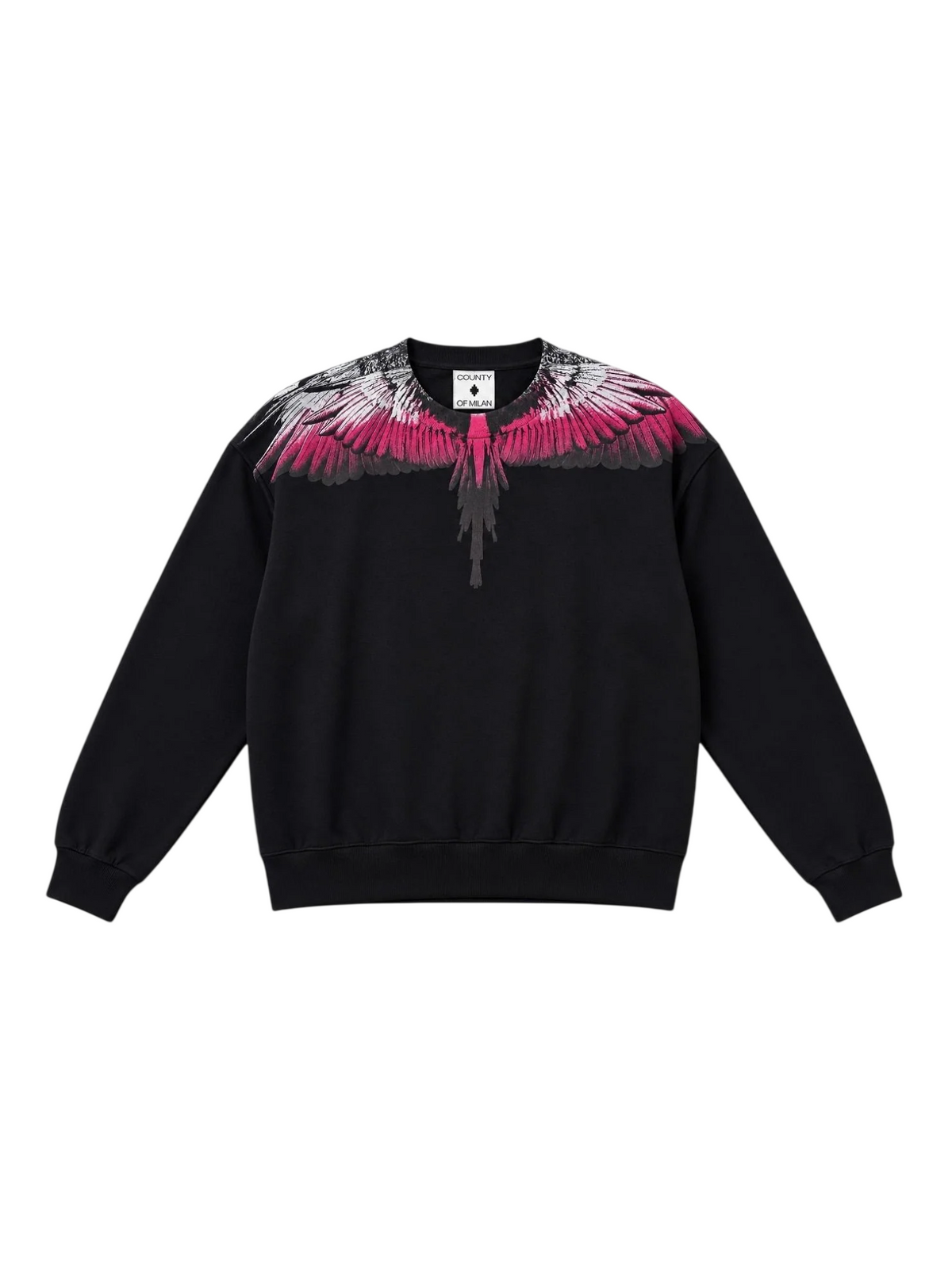 County of Milan felpa donna con stampa iconica nero fucsia CM30205 NERO-ROSA COUNTY OF MILAN 