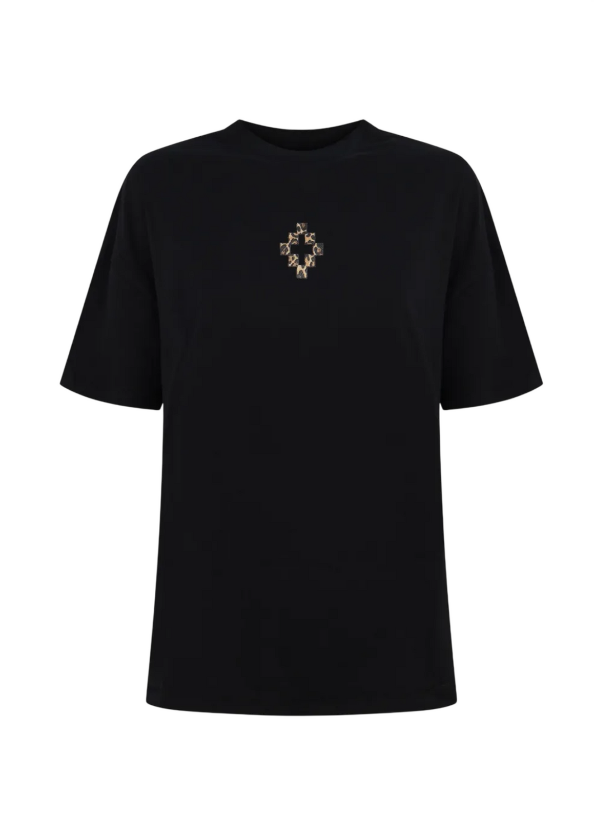 County of Milan T-shirt donna manica corta con stampe animalier nero CM30240 NERO COUNTY OF MILAN 