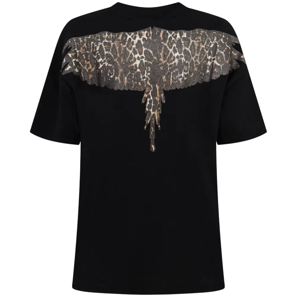 County of Milan T-shirt donna manica corta con stampe animalier nero CM30240 NERO COUNTY OF MILAN 