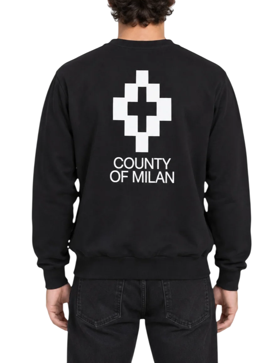County of Milan felpa uomo con stampe logate nero CMMASW100 110 COUNTY OF MILAN 