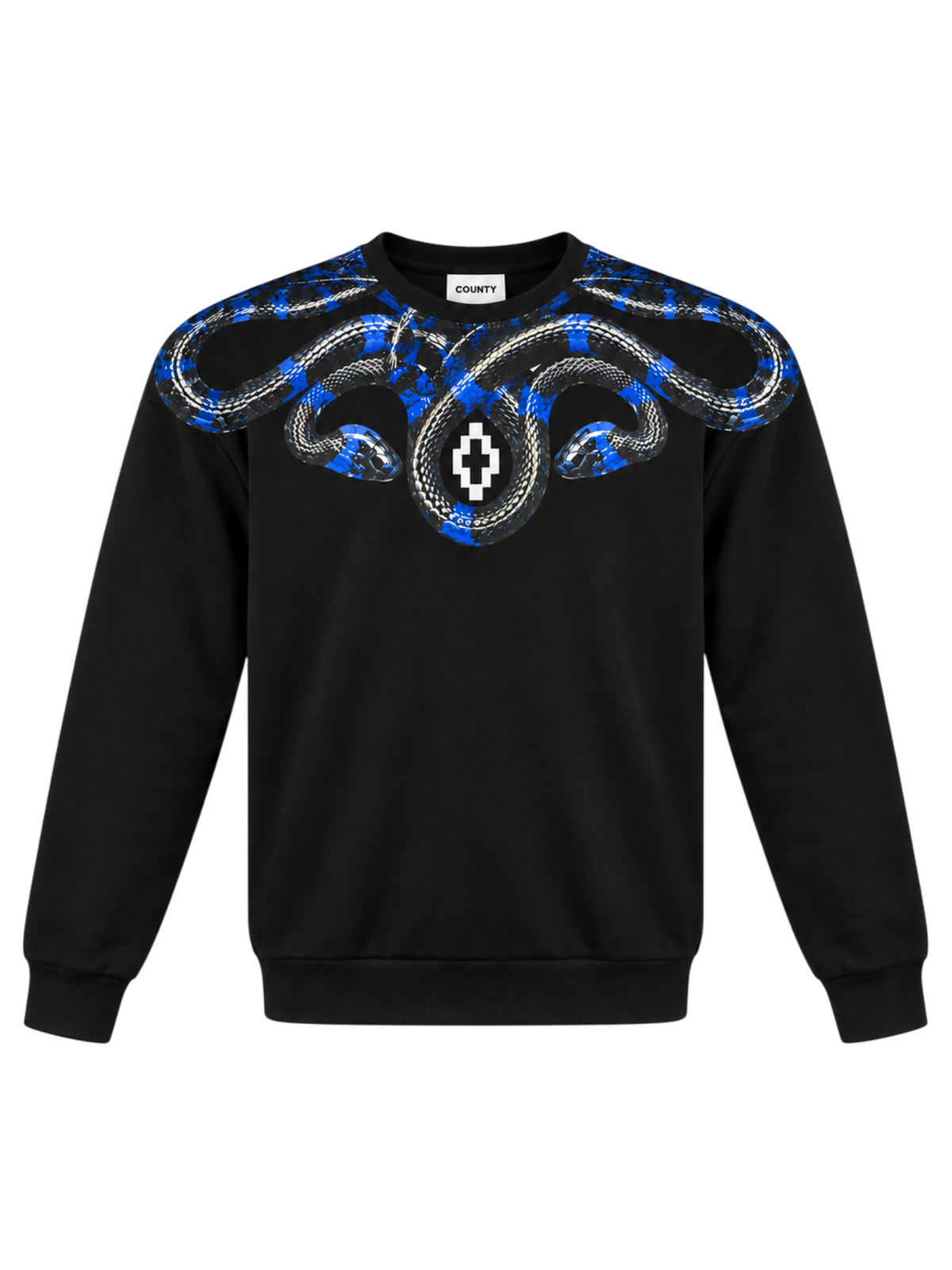 County of Milan felpa uomo stampa snake nero blu CMMASW115 110 COUNTY OF MILAN 