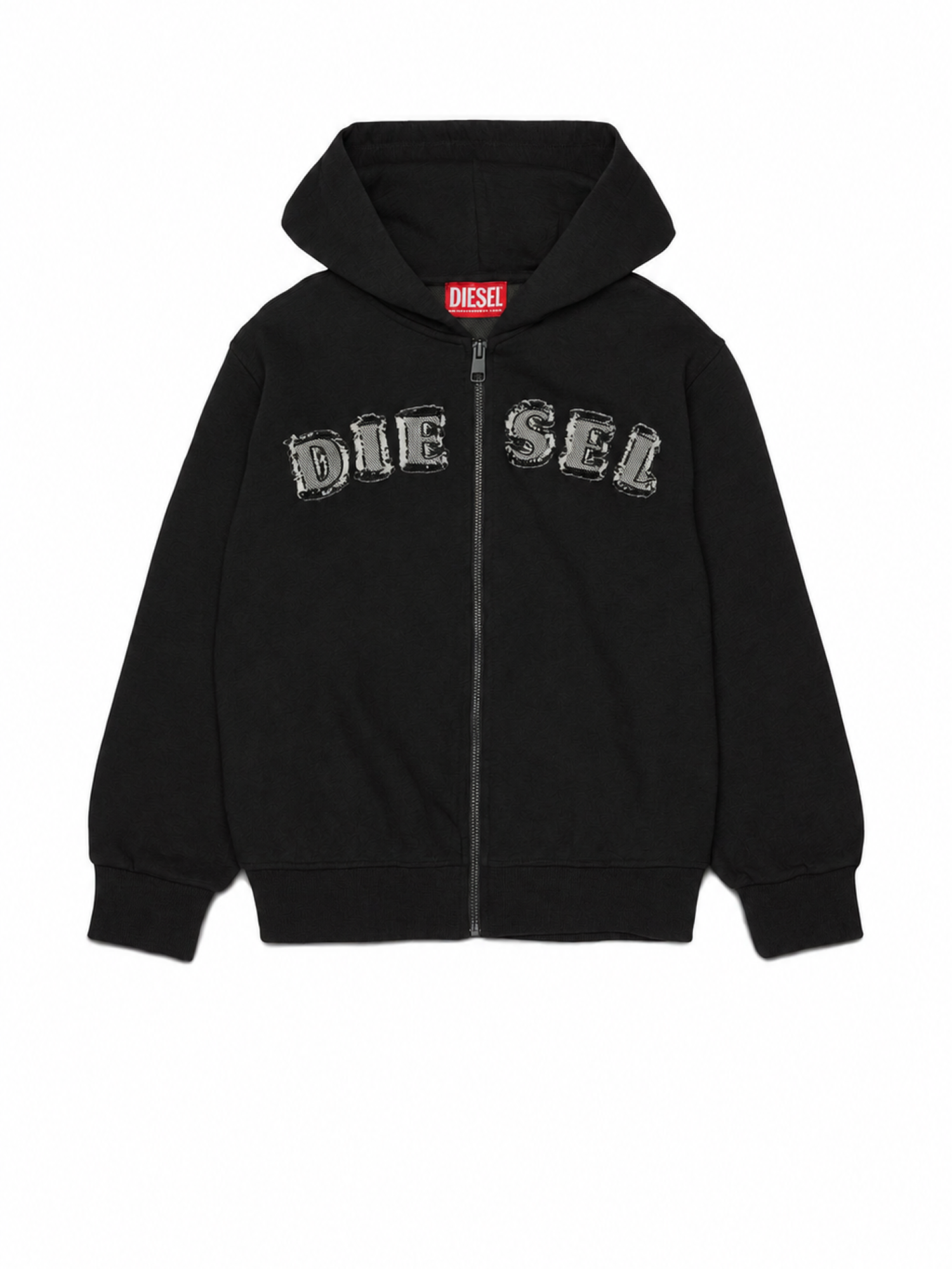 Diesel felpa bambino con zip e cappuccio logo denim nero J02986-0GEAD K900 DIESEL 