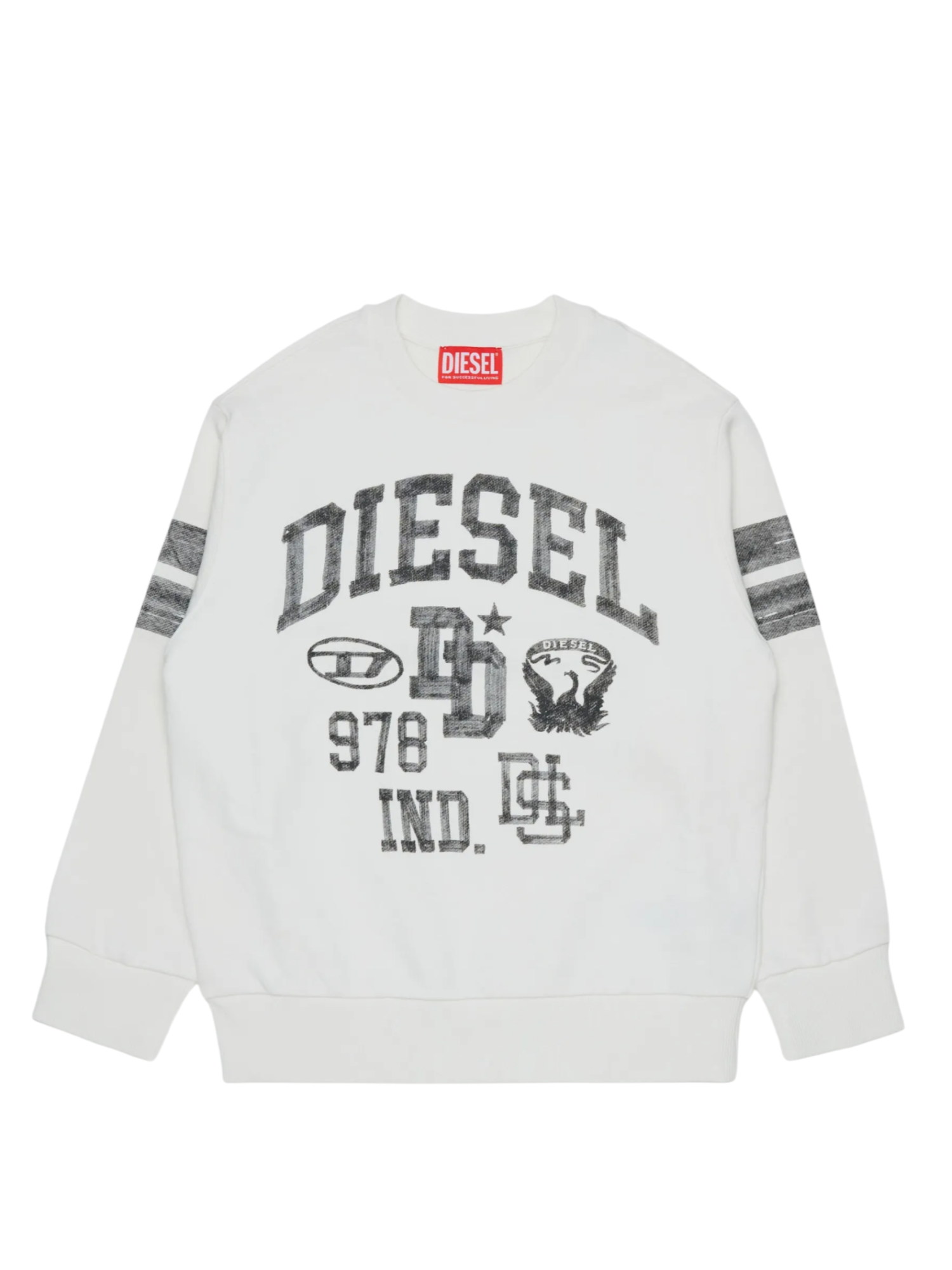 Diesel felpa bambino Sband con stampe logo panna J02988-0GEAD K141 DIESEL 