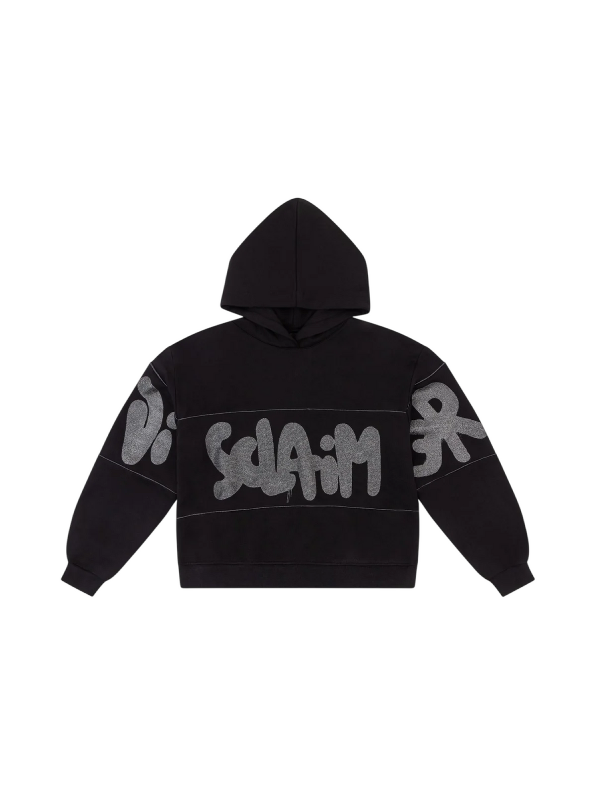 Disclaimer felpa crop donna con cappuccio logo glitter nero 55862 NERO DISCLAIMER 