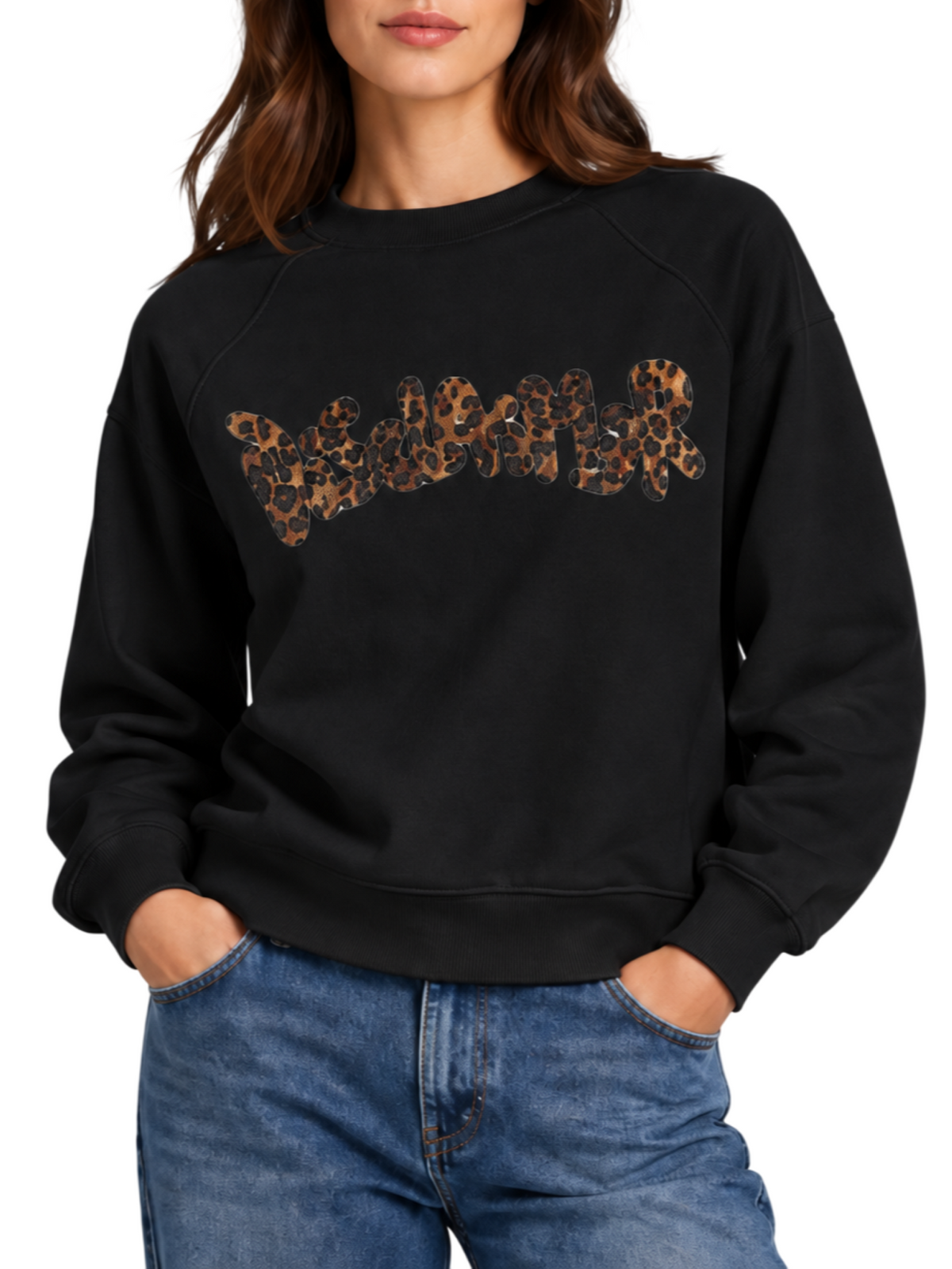Disclaimer felpa donna in cotone con logo animalier nero 55864 NERO DISCLAIMER 