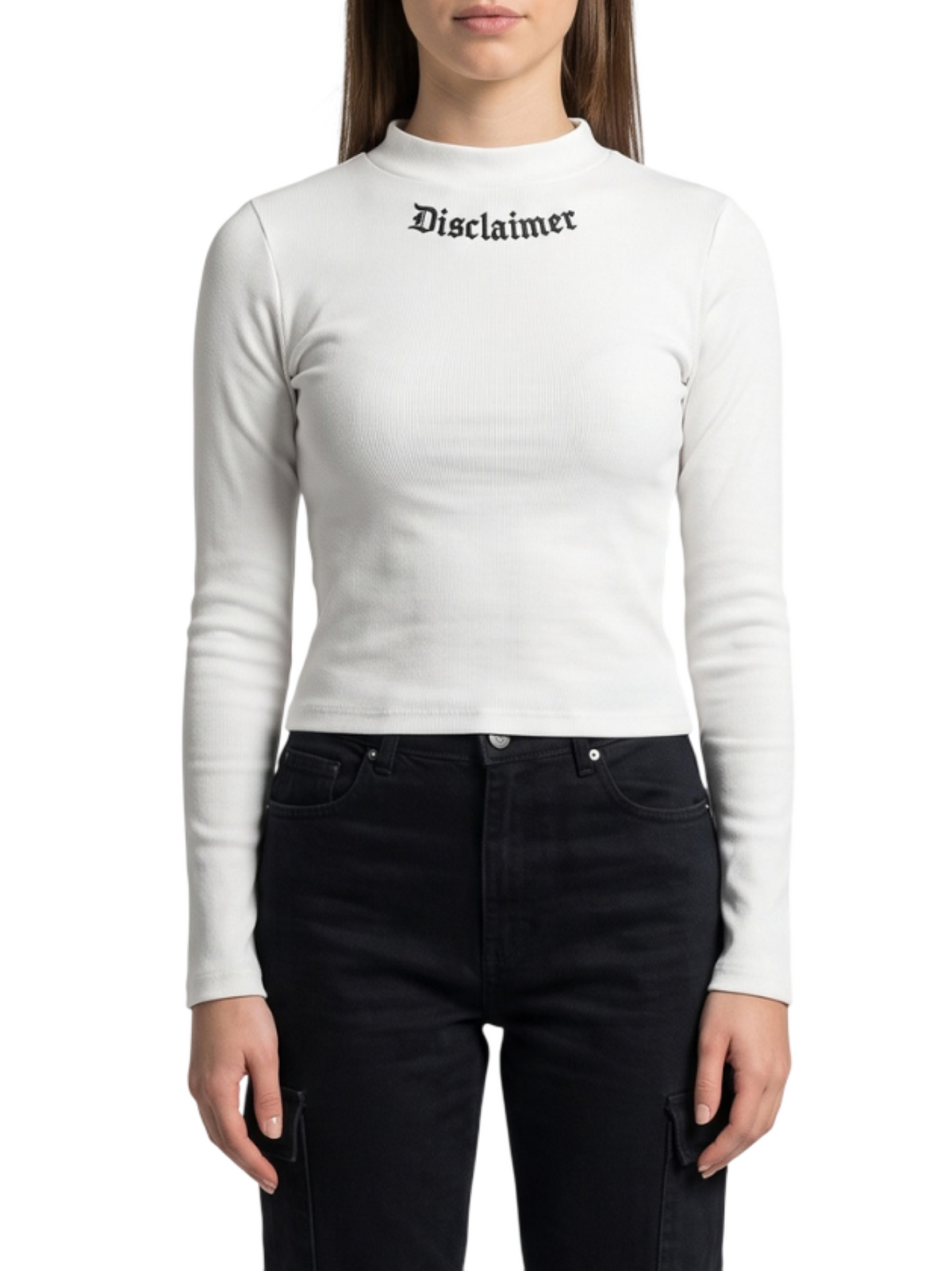 Disclaimer T-shirt donna manica lunga logo glitter bianco 55877 BIANCO DISCLAIMER 