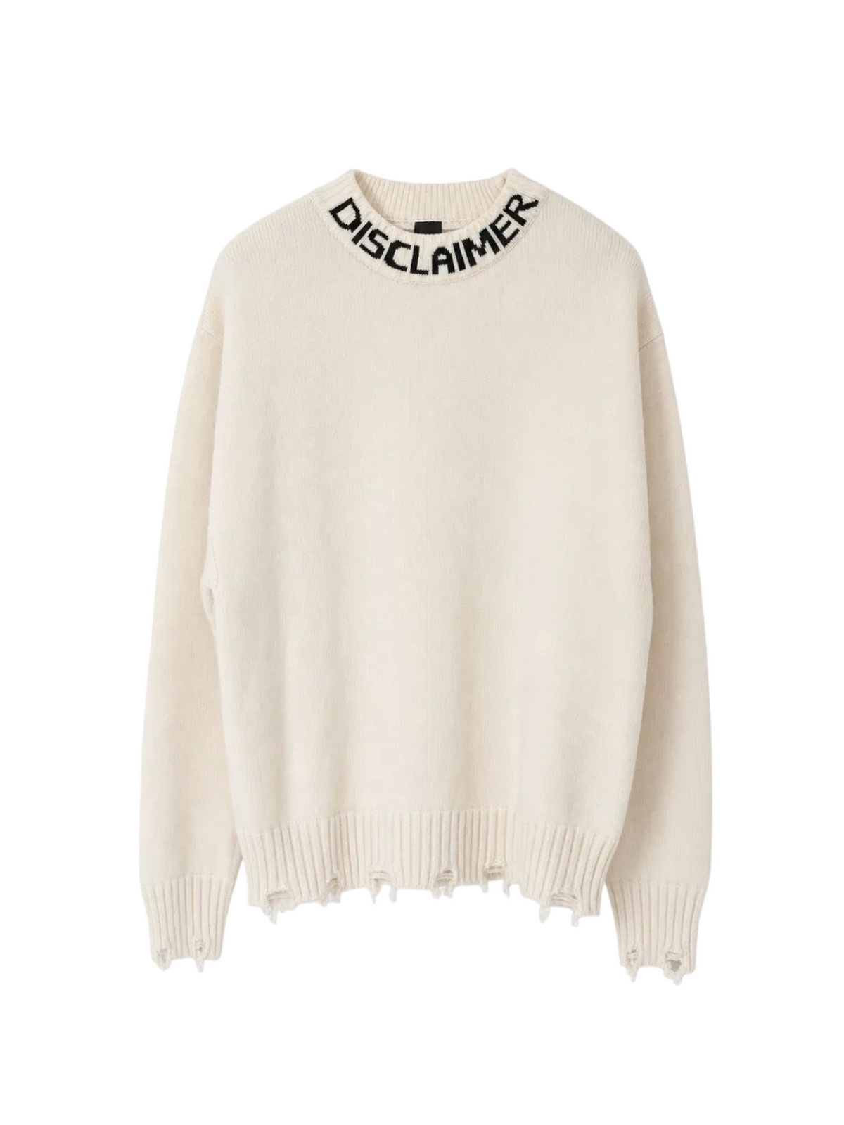 maglia tricot girocollo logato 59116 LATTE DISCLAIMER 