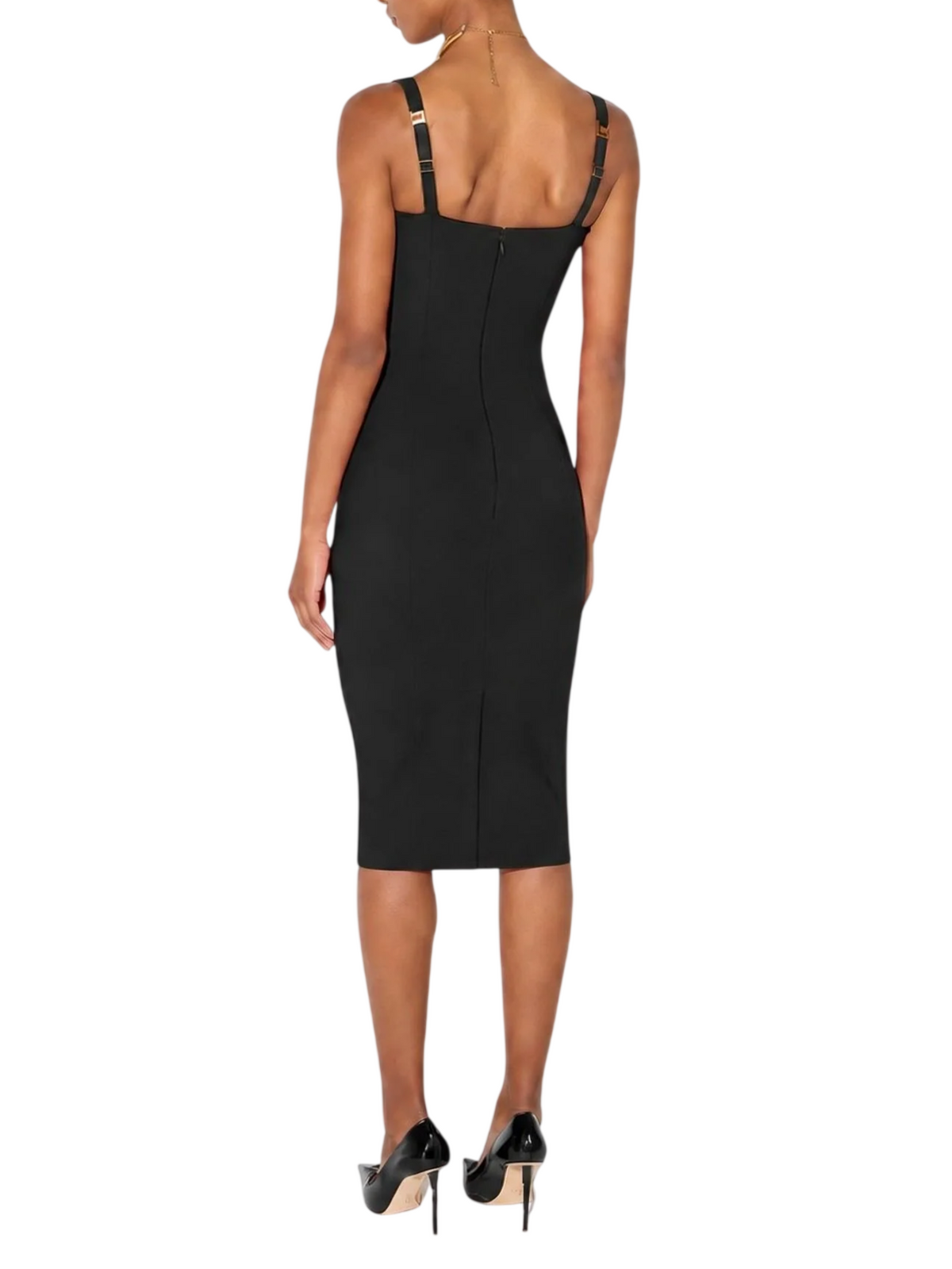 Elisabetta Franchi abito tubino midi in tessuto tecnico nero AB00267 110 ELISABETTA FRANCHI 