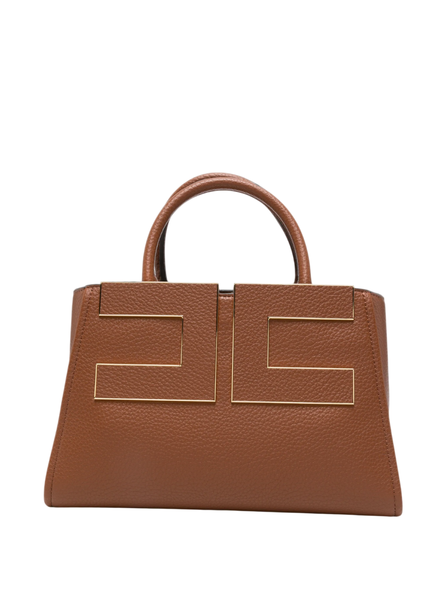 Elisabetta Franchi borsa donna in ecopelle martellata con placca logo cuoio BS06A66 FK3 ELISABETTA FRANCHI 