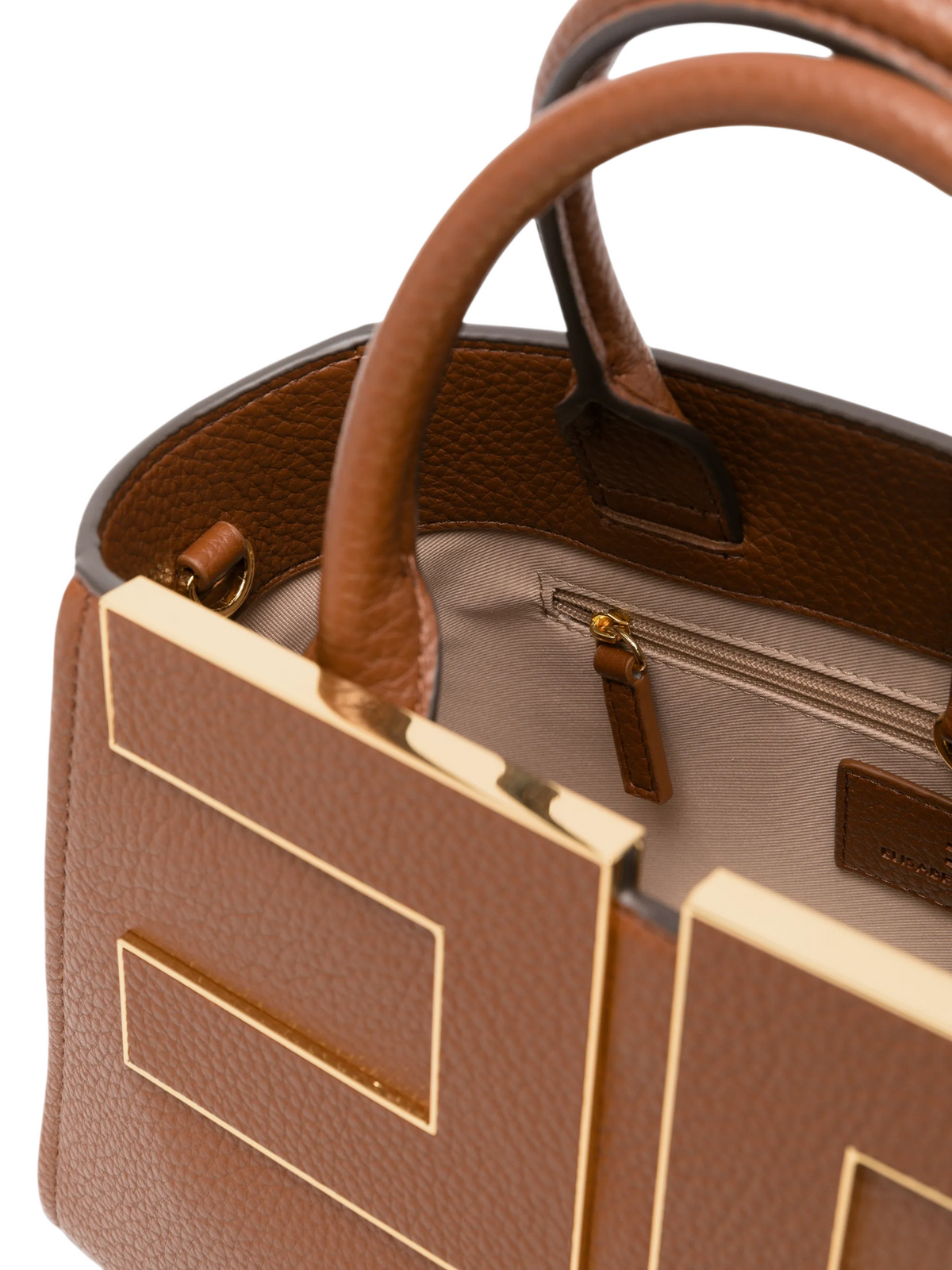 Elisabetta Franchi borsa donna in ecopelle martellata con placca logo cuoio BS06A66 FK3 ELISABETTA FRANCHI 