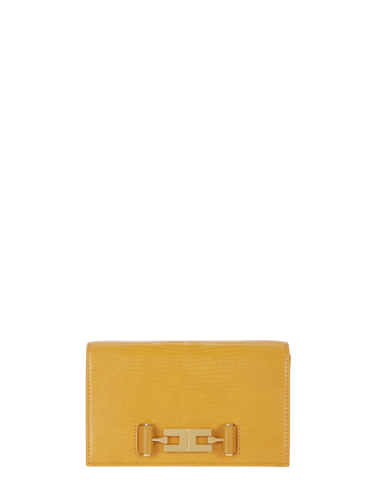 Elisabetta Franchi borsa a tracolla in ecopelle stampa lucertola giallo ocra BS08A66 940 ELISABETTA FRANCHI 