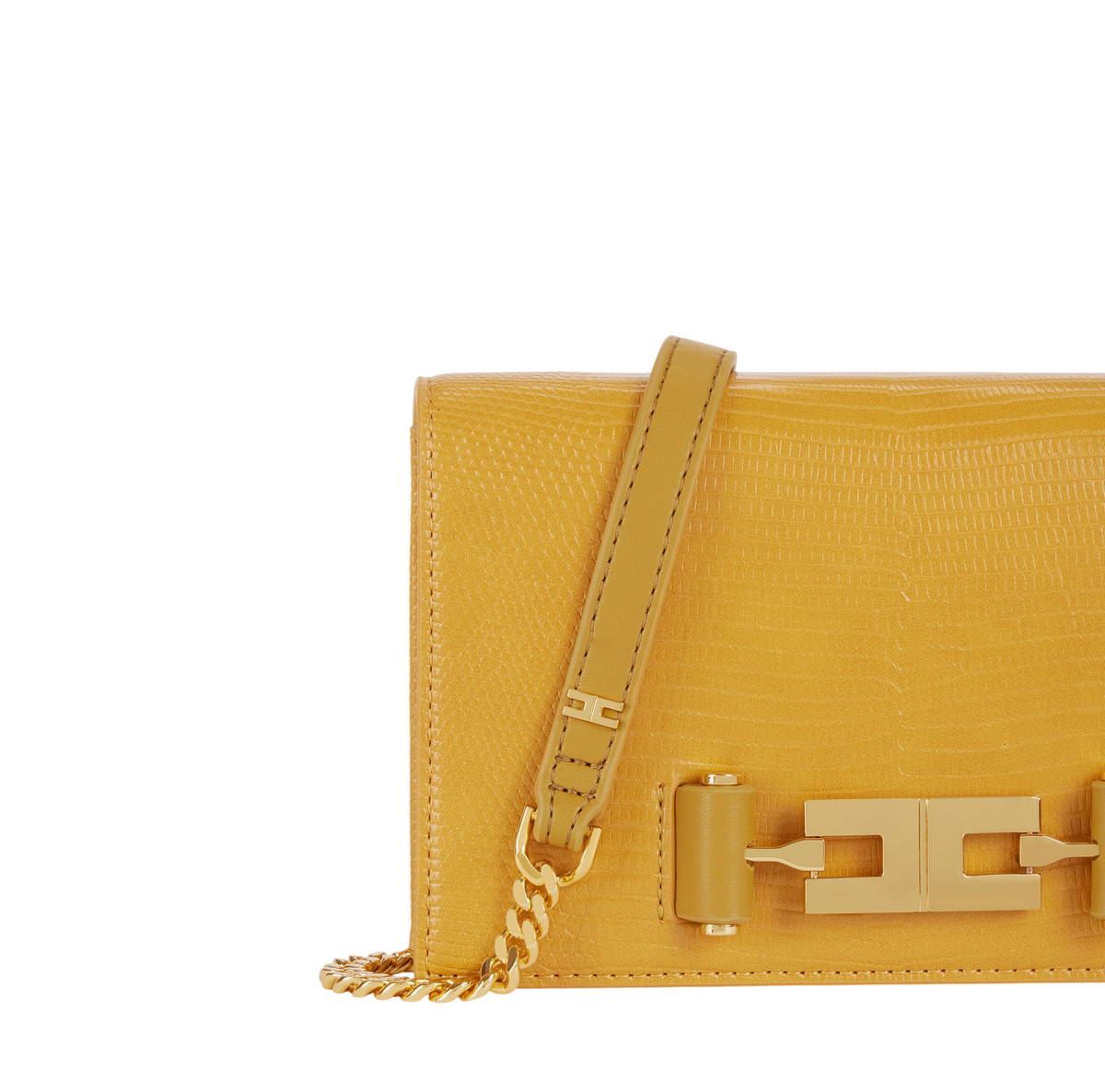 Elisabetta Franchi borsa a tracolla in ecopelle stampa lucertola giallo ocra BS08A66 940 ELISABETTA FRANCHI 