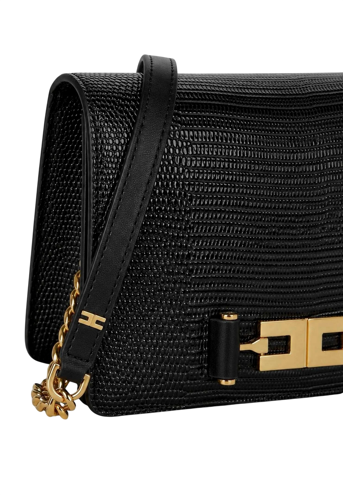 Elisabetta Franchi borsa a tracolla in ecopelle stampa lucertola nero BS09A66 110 ELISABETTA FRANCHI 