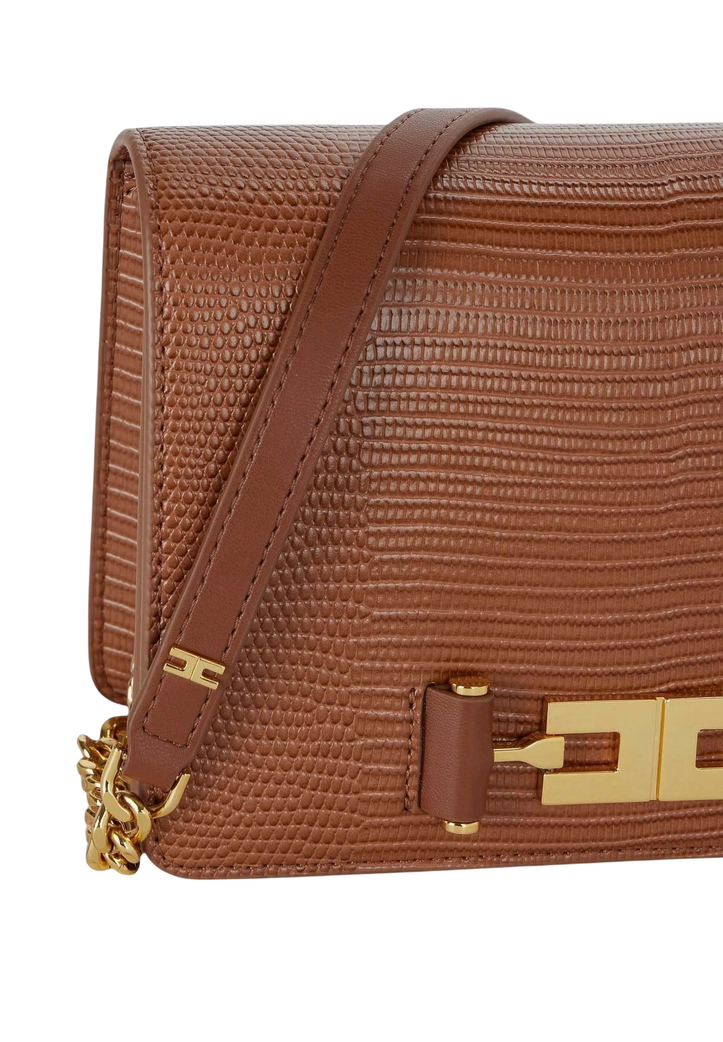 Elisabetta Franchi borsa a tracolla in ecopelle stampa lucertola cuoio BS09A66 FK3 ELISABETTA FRANCHI 