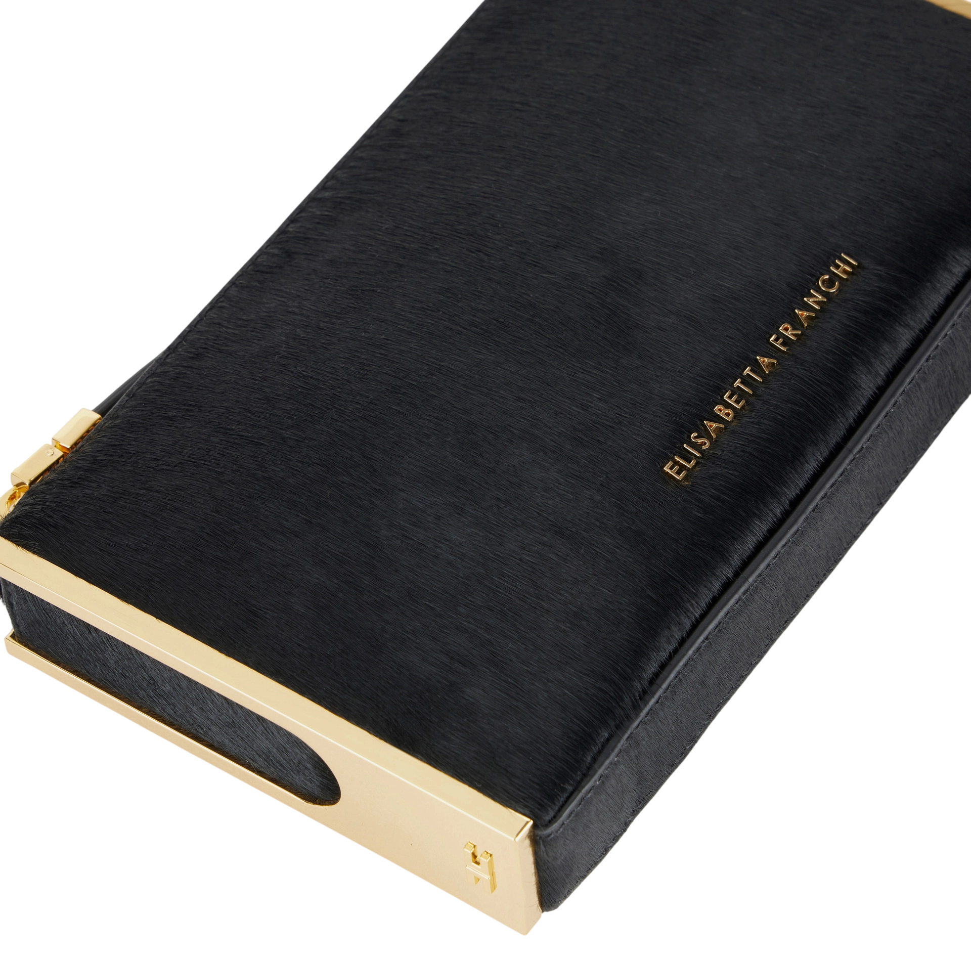 Elisabetta Franchi pochette in cavallino con dettagli metallici nero BS11A67 110 ELISABETTA FRANCHI 